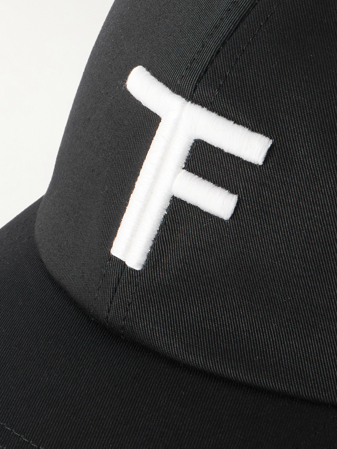 Tom Ford Logo-embroidered Leather-trimmed Cotton-twill Baseball Cap