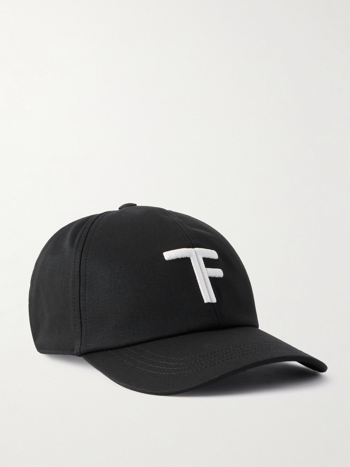 Tom Ford Logo-Embroidered Leather-Trimmed Cotton-Twill Baseball Cap - Men