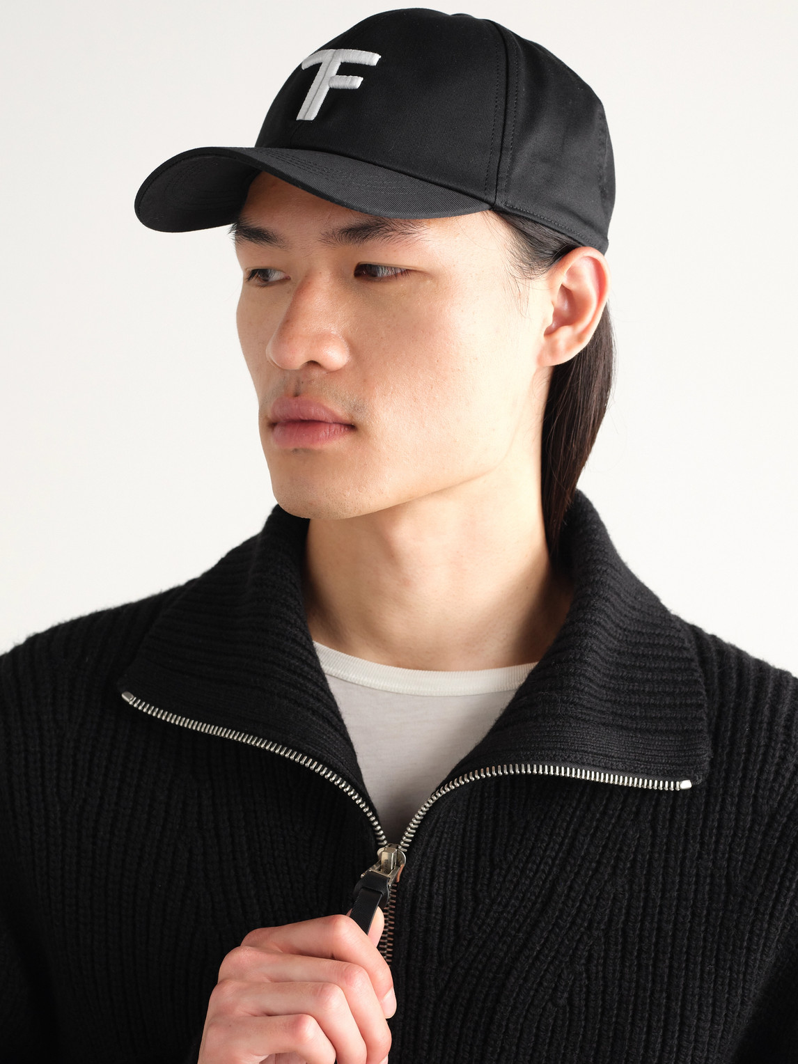 Tom Ford Logo-embroidered Leather-trimmed Cotton-twill Baseball Cap