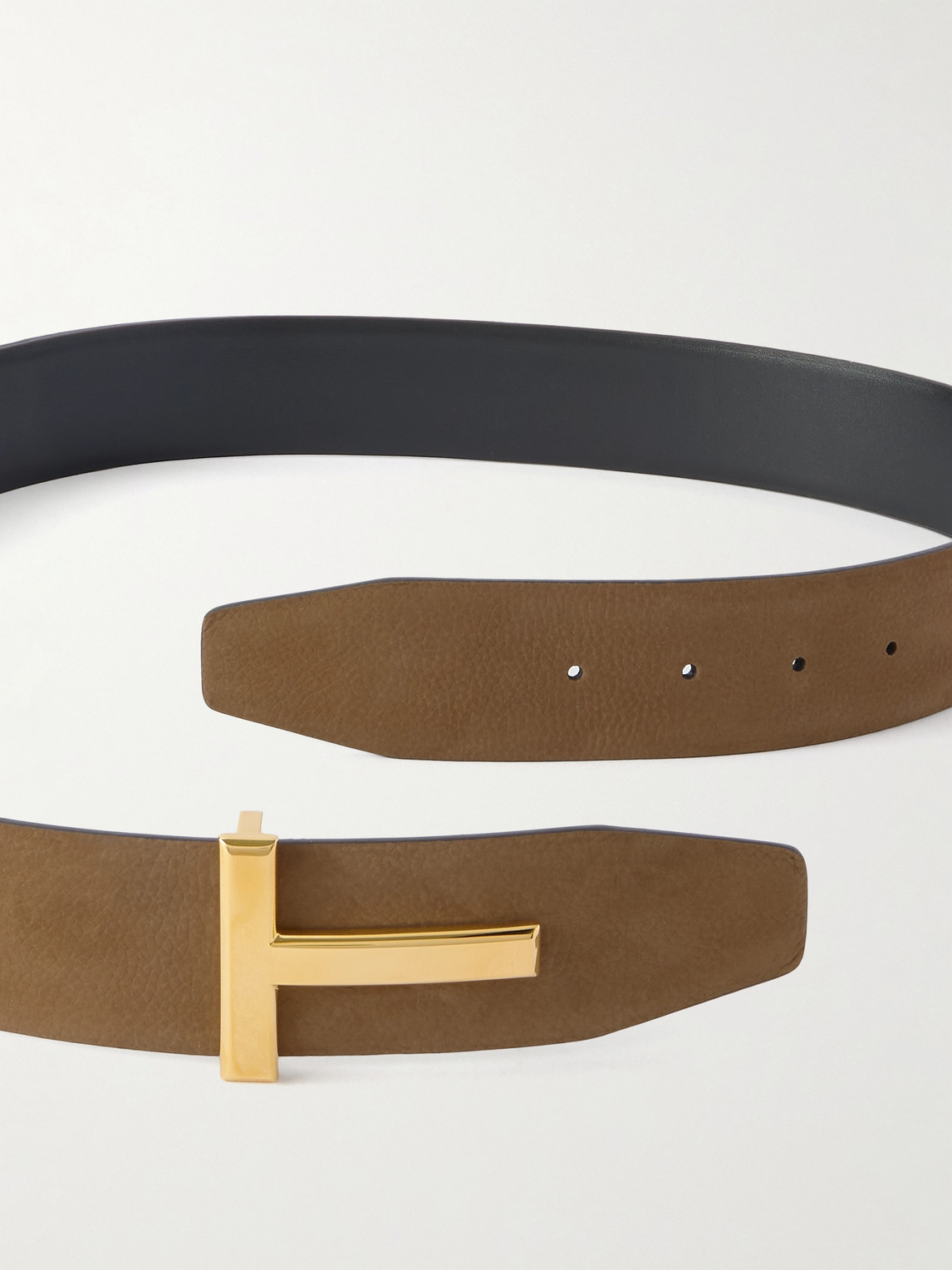 Tom Ford 4cm Reversible Nubuck And Leather Belt In Brown