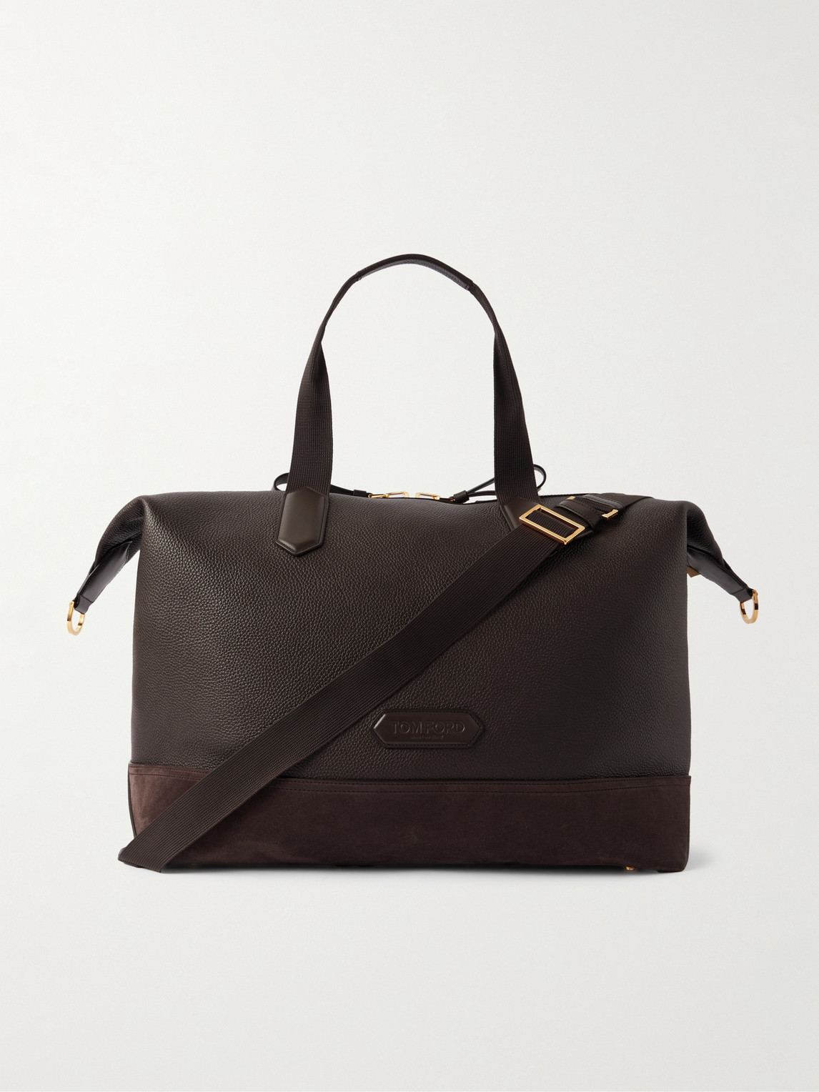 Tom Ford Suede-Trimmed Full-Grain Leather Weekend Bag - Men