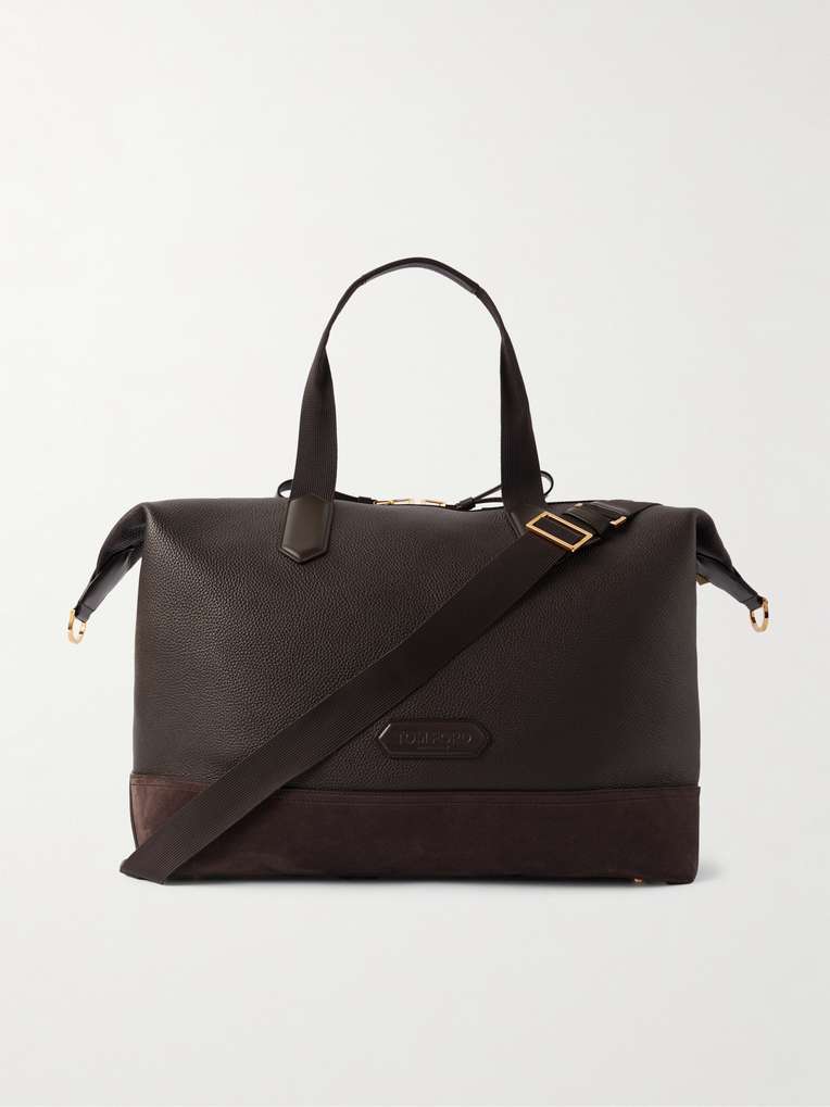 Tom Ford — Suede-Trimmed Full-Grain Leather Weekend Bag
