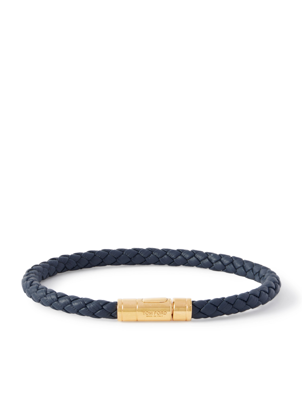 Tom Ford Gold-tone And Woven Leather Bracelet
