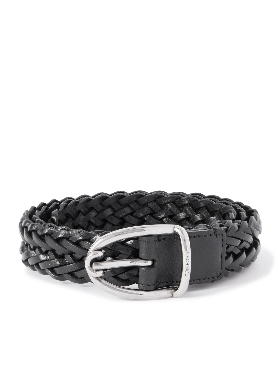 Tom Ford 2.5cm Woven Leather Belt In Black