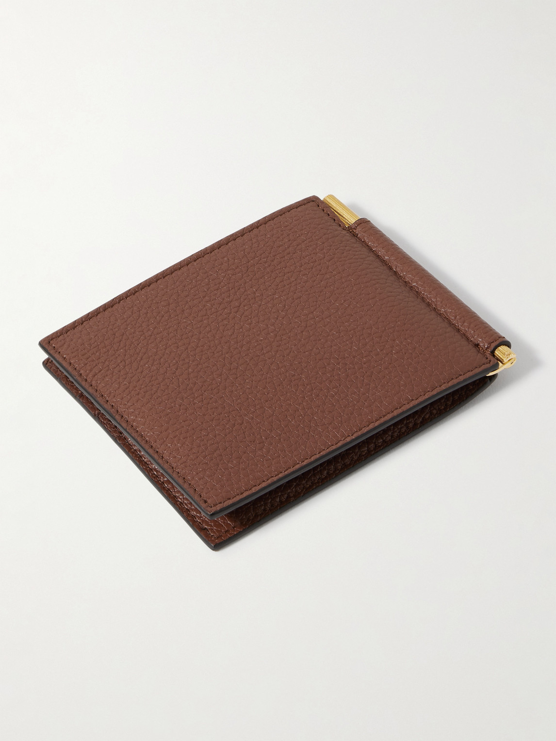 Tom Ford Full-grain Leather Billfold Wallet With Money Clip In Brown