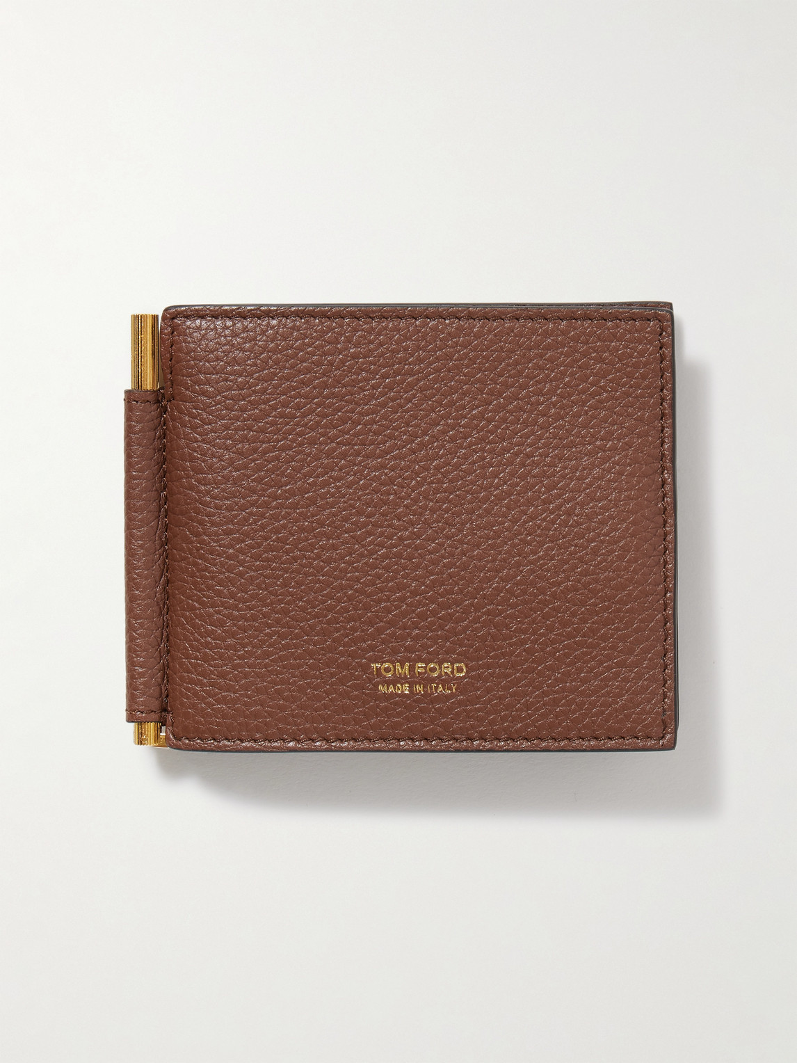 Tom Ford Full-grain Leather Billfold Wallet With Money Clip In Brown