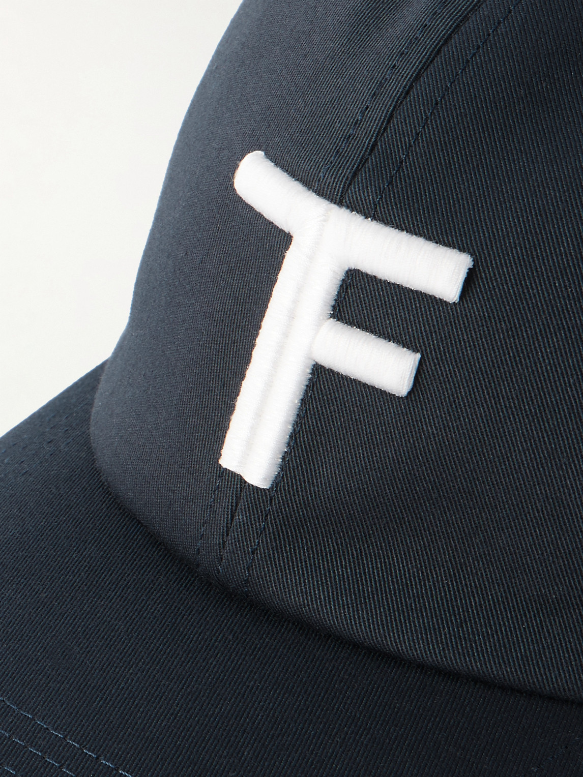 Tom Ford Logo-embroidered Leather-trimmed Cotton-twill Baseball Cap