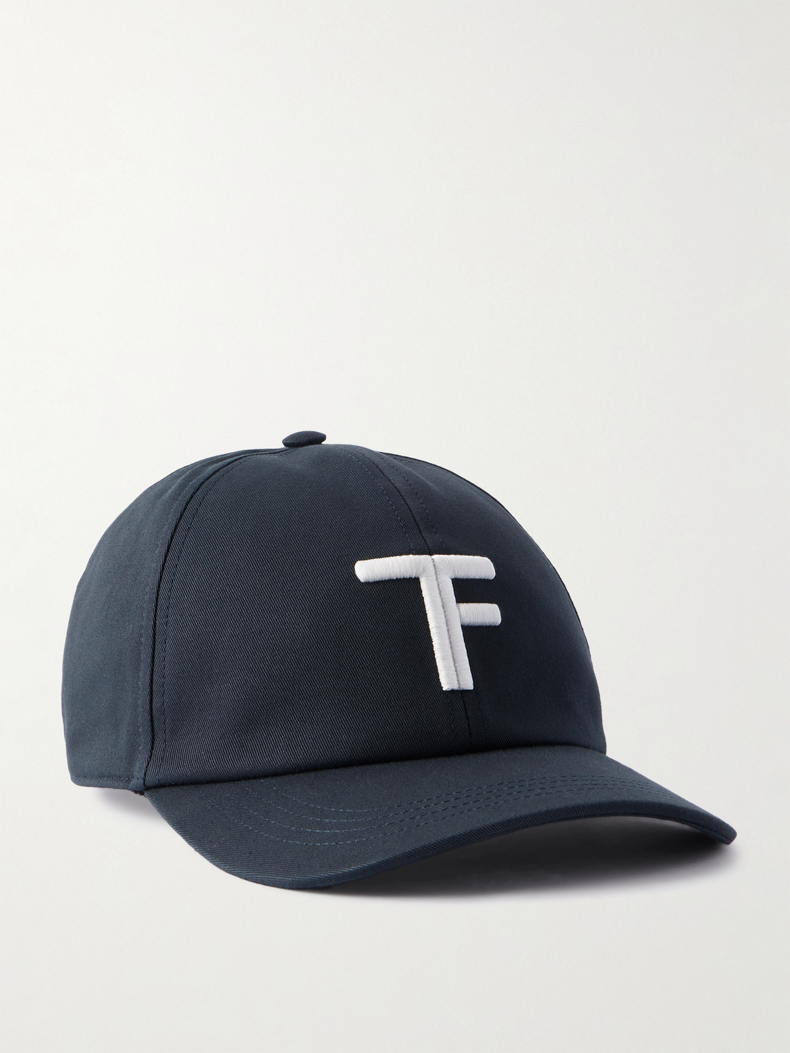 Tom Ford Logo-Embroidered Leather-Trimmed Cotton-Twill Baseball Cap - Men