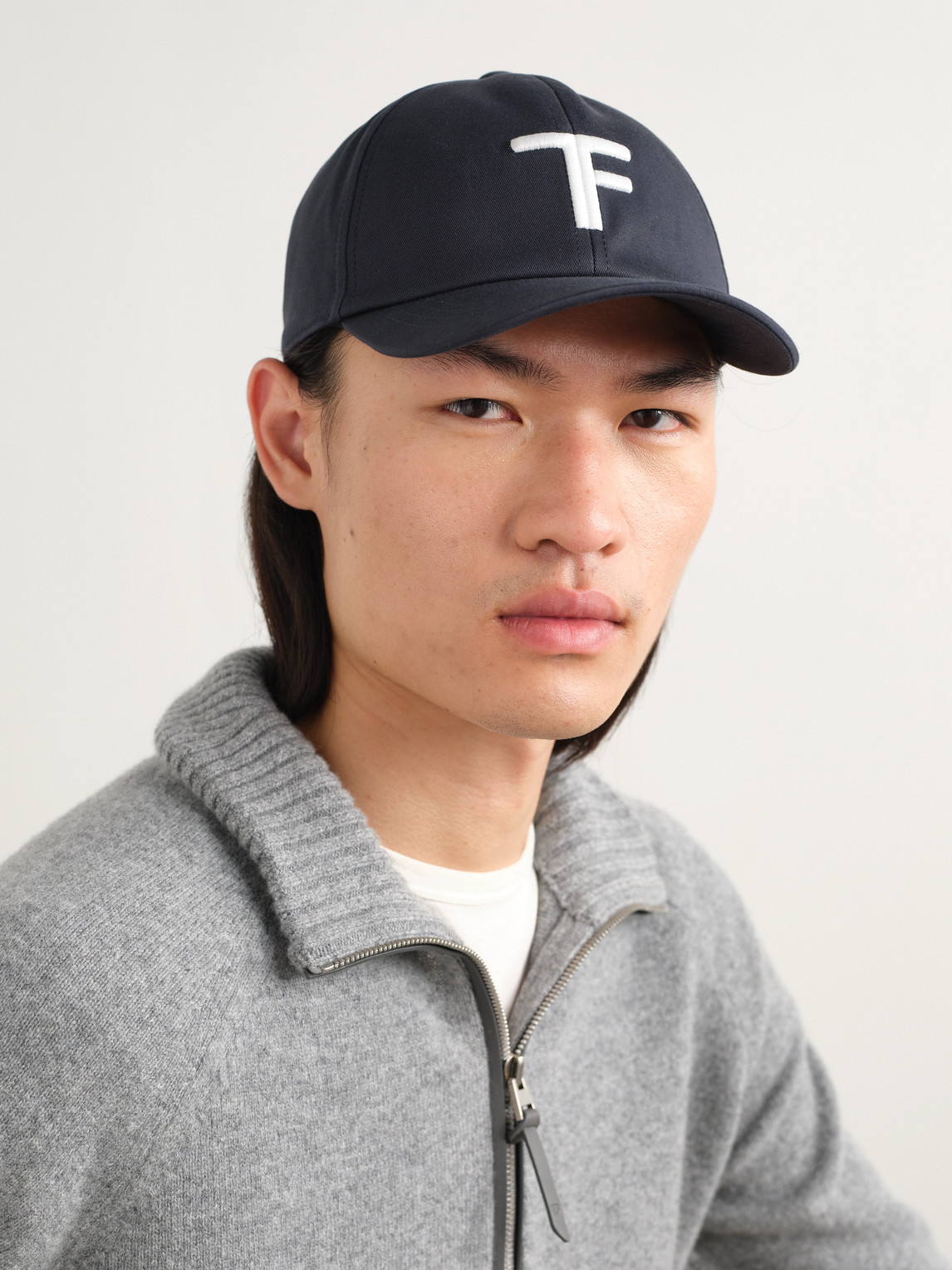 Tom Ford Logo-embroidered Leather-trimmed Cotton-twill Baseball Cap