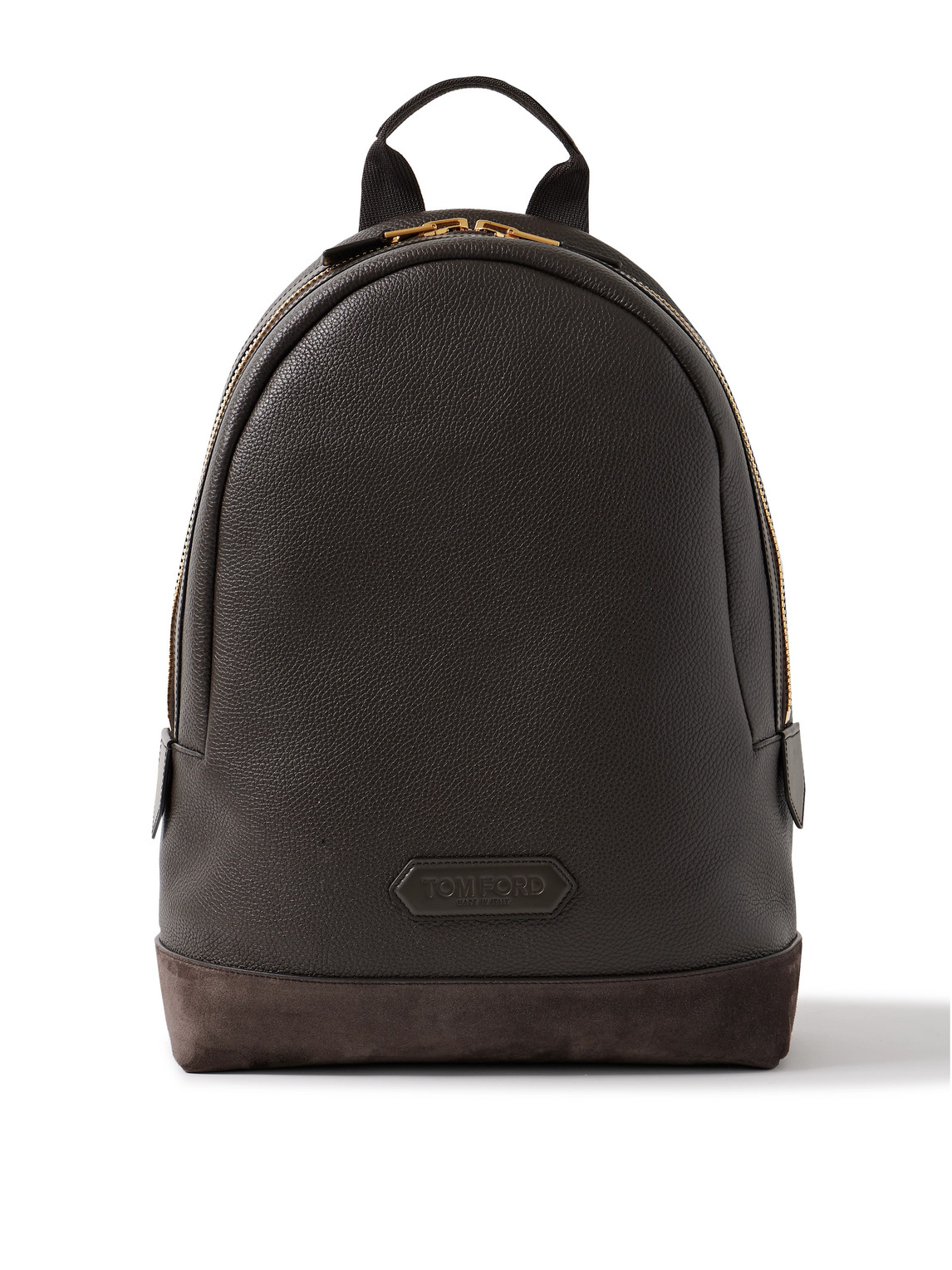 Tom Ford Suede-trimmed Full-grain Leather Backpack In Brown