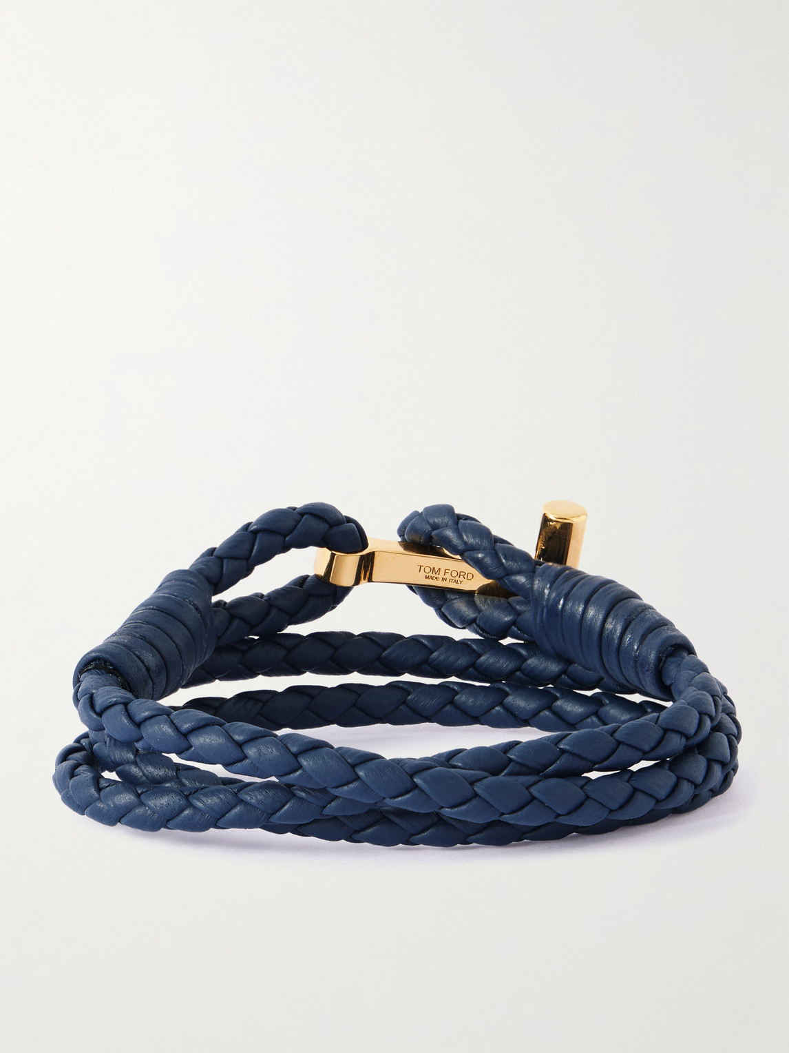 Tom Ford Braided Wrap Bracelet Gold-tone Hardware In Blue