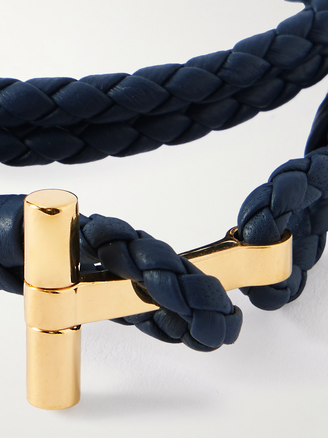 Tom Ford Braided Wrap Bracelet Gold-tone Hardware In Blue