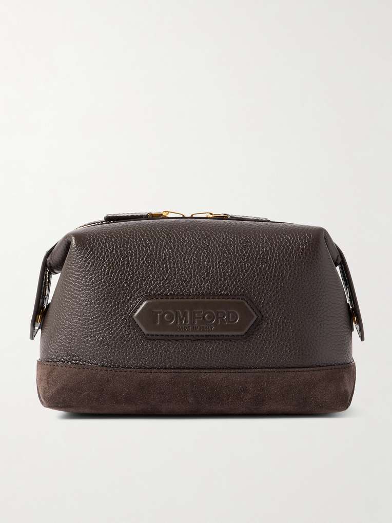 Tom Ford — Suede-Trimmed Full-Grain Leather Wash Bag