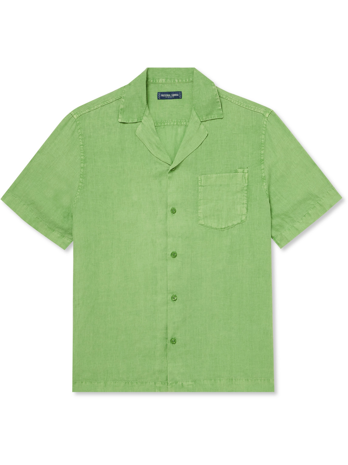 Frescobol Carioca Angelo Camp-collar Linen Shirt In Green