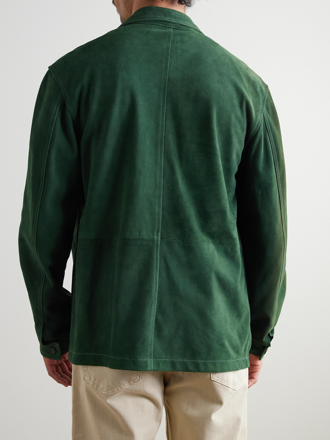 Frescobol Carioca Ravi Suede Overshirt In Green