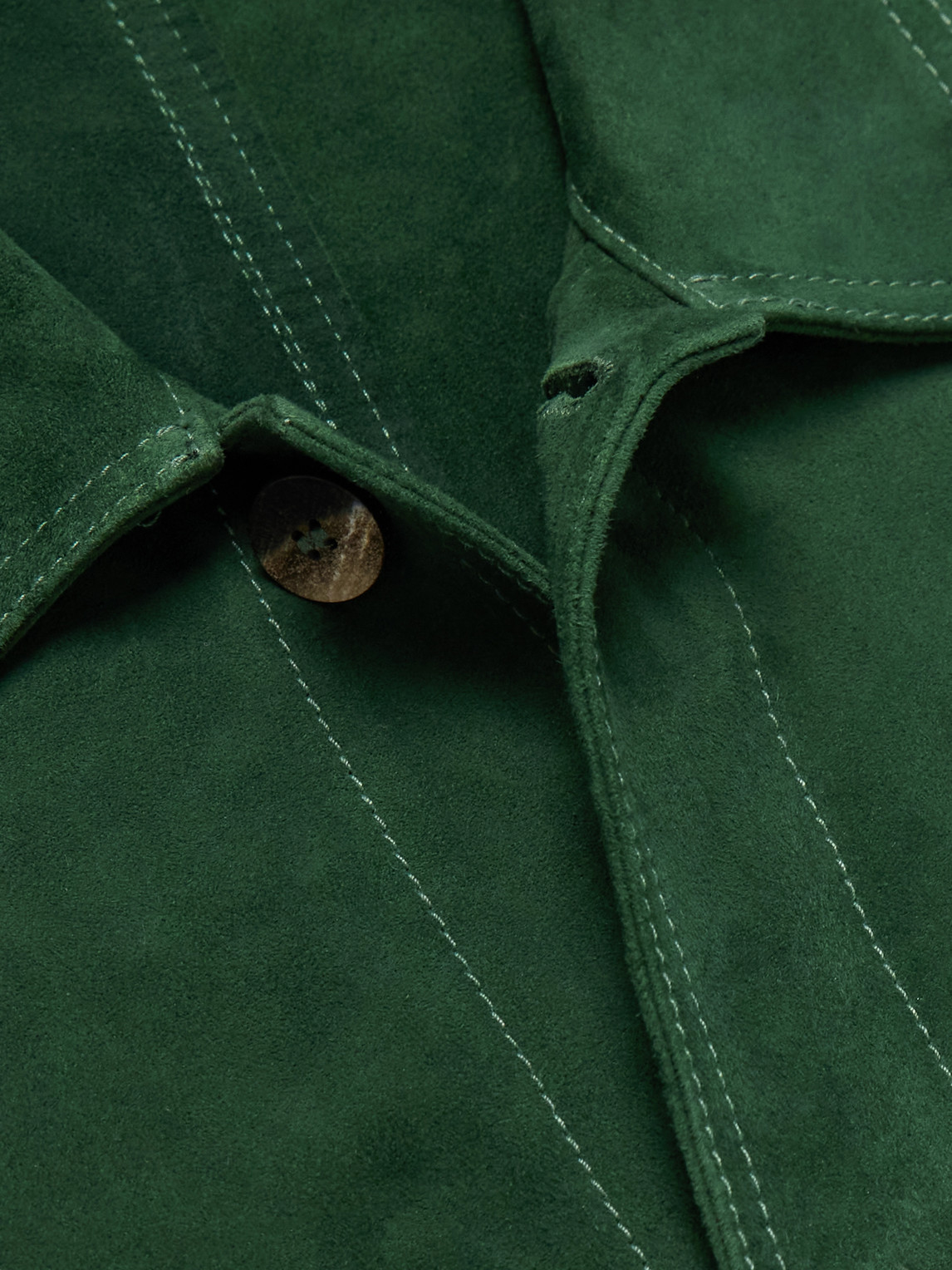 Frescobol Carioca Ravi Suede Overshirt In Green