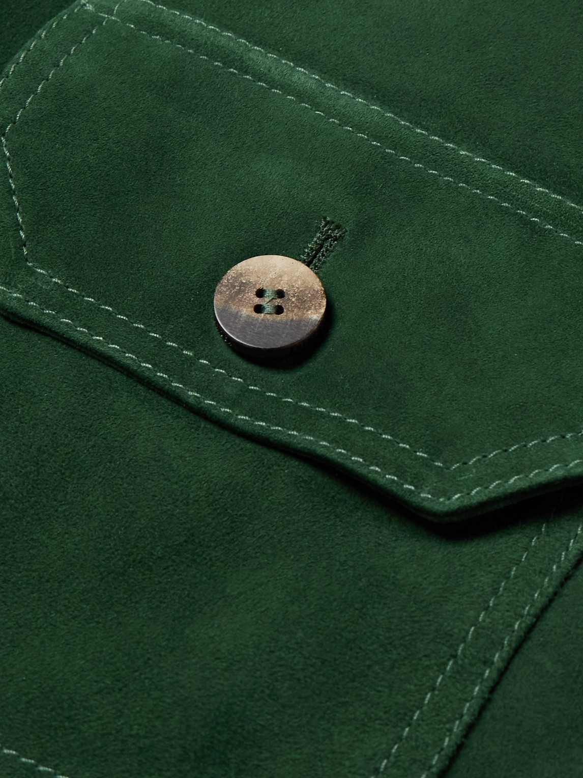 Frescobol Carioca Ravi Suede Overshirt In Green