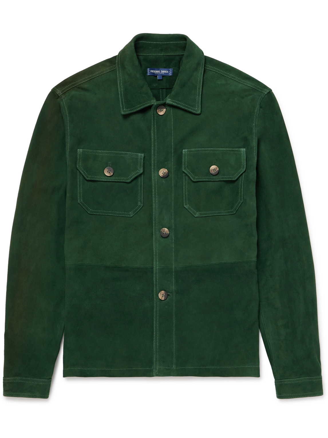 Frescobol Carioca Ravi Suede Overshirt In Green