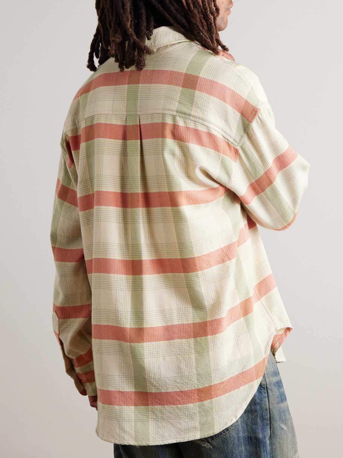 The Elder Statesman Checked Cashmere And Wool-blend Shirt In Multi
