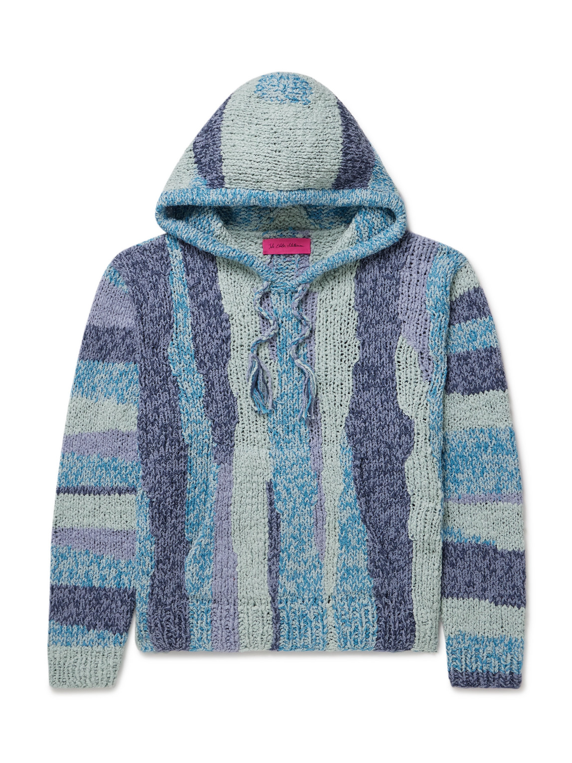 Tasselled Striped Crocheted Organic Cotton Hoodie