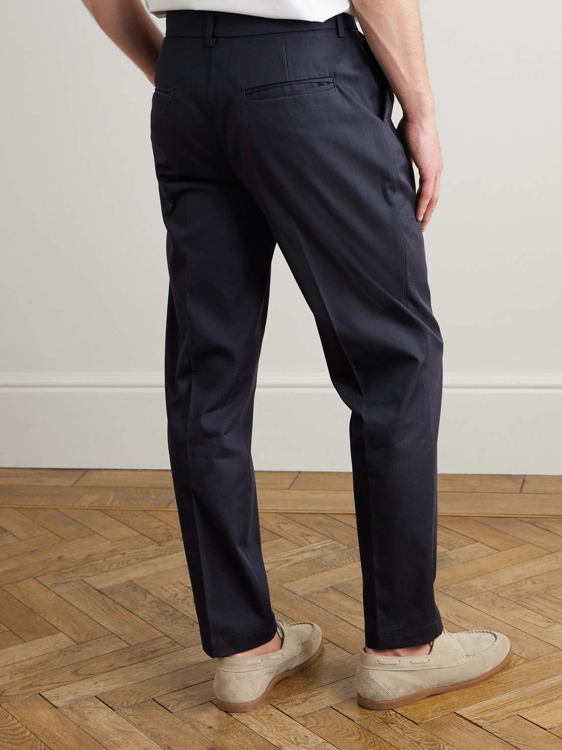 Barena Venezia Straight-leg Pleated Cotton-gabardine Trousers In Blue
