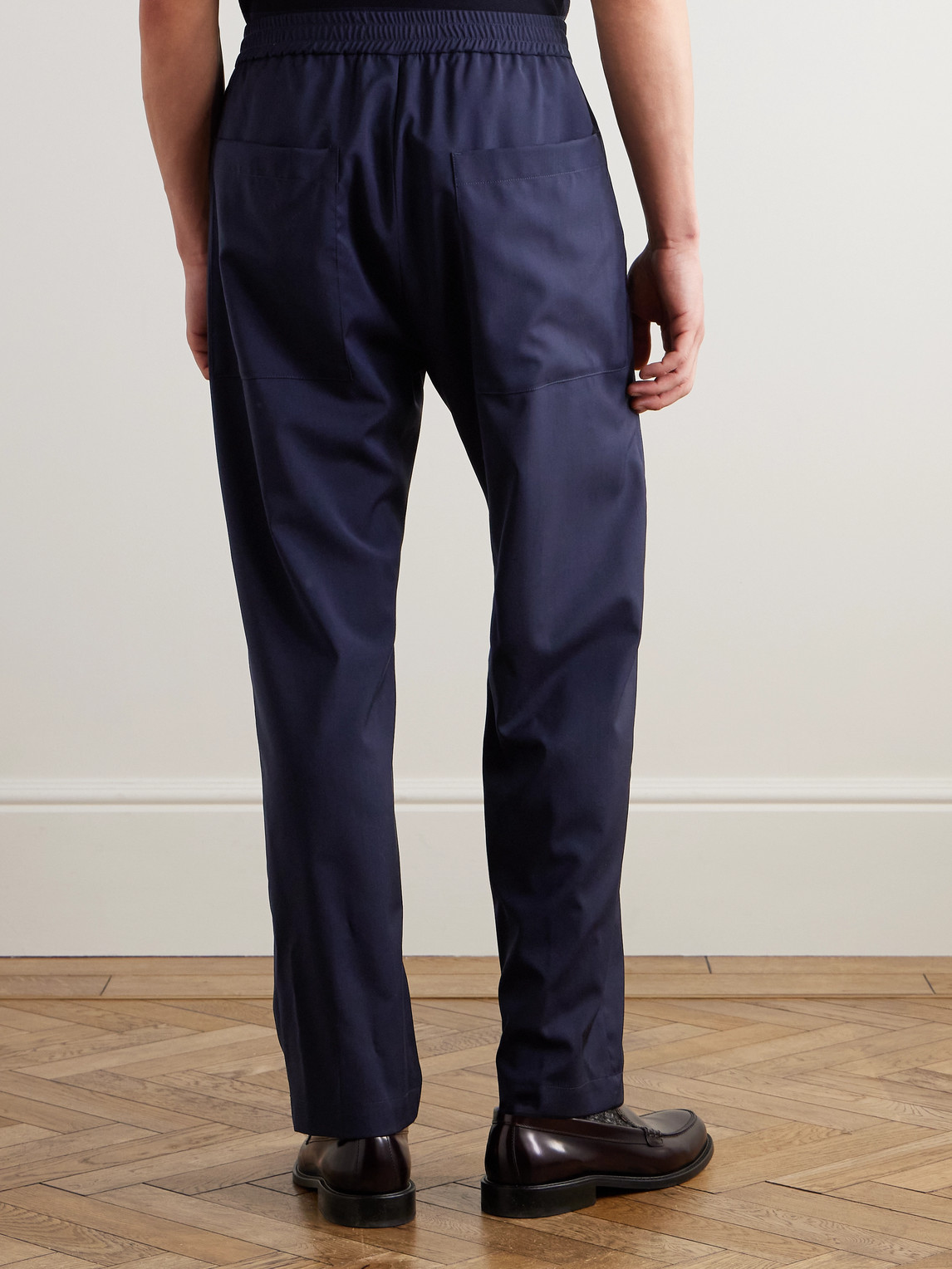Shop Barena Venezia Bativoga Straight-leg Wool Drawstring Trousers