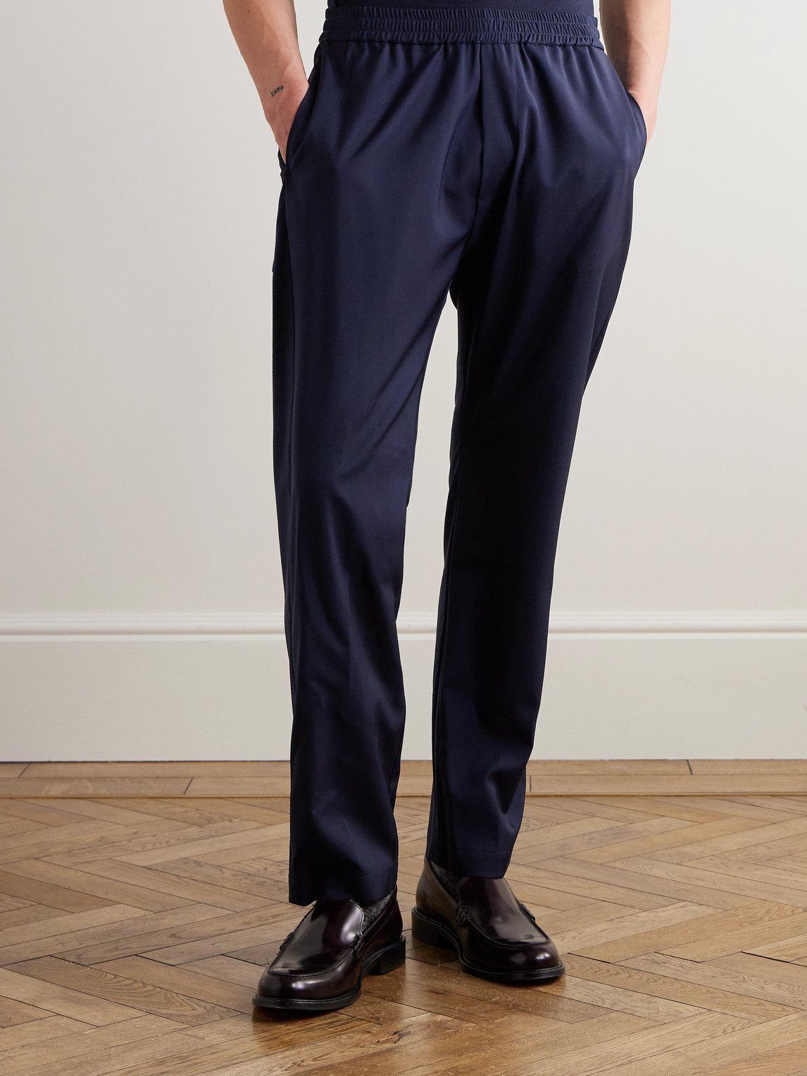 Shop Barena Venezia Bativoga Straight-leg Wool Drawstring Trousers