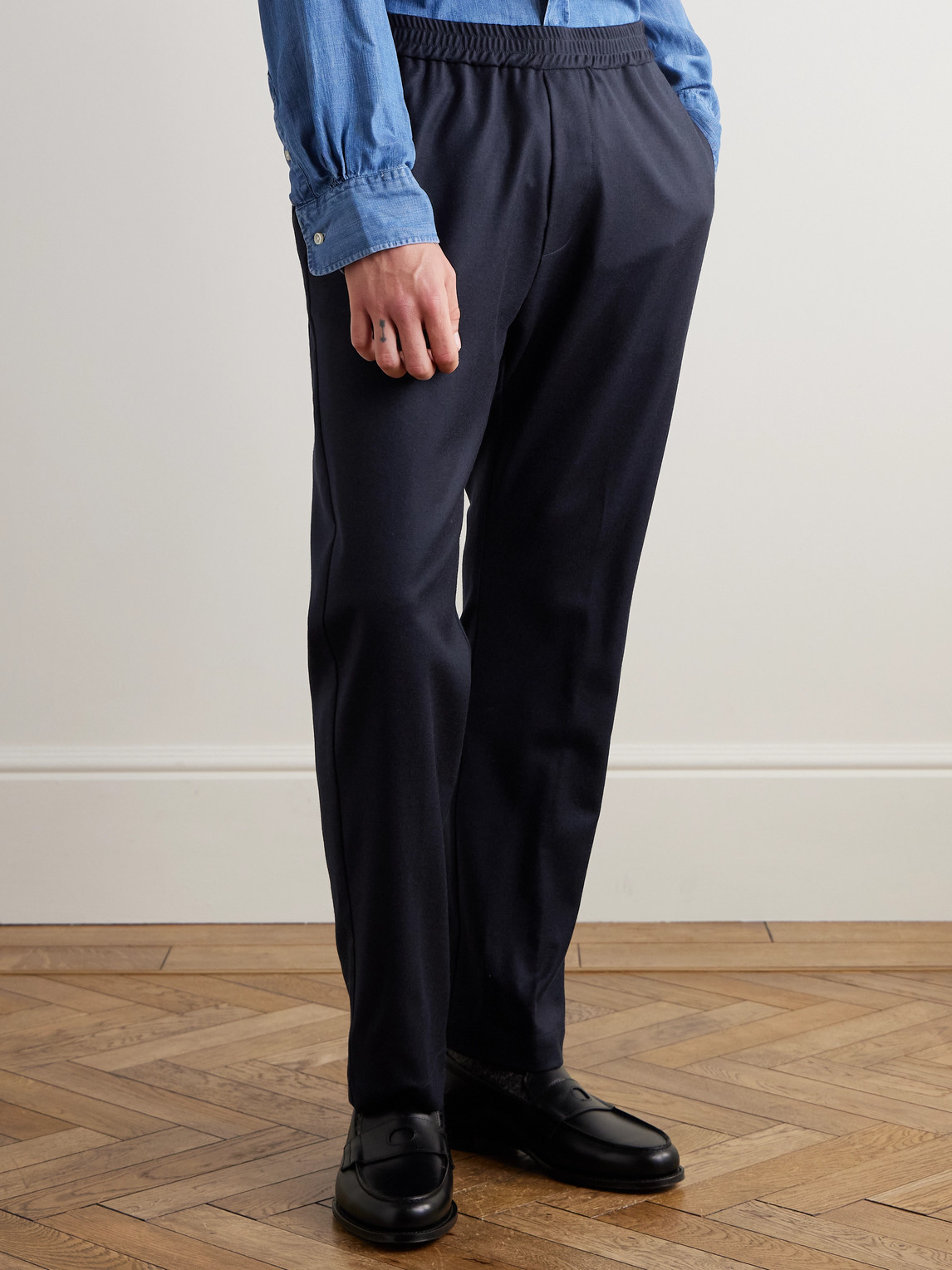Barena Venezia Bativoga Straight-leg Virgin Wool-blend Gabardine Trousers In Blue