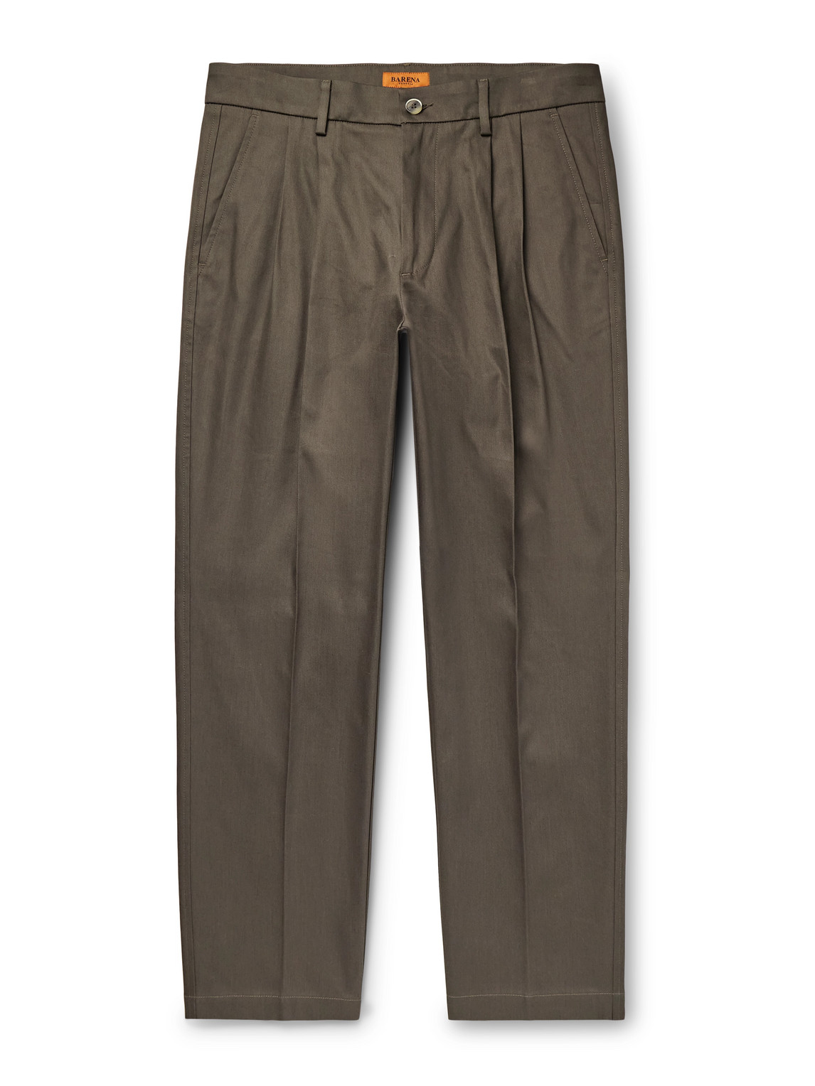 Barena Venezia Nerio Straight-leg Pleated Cotton-twill Suit Trousers In Green