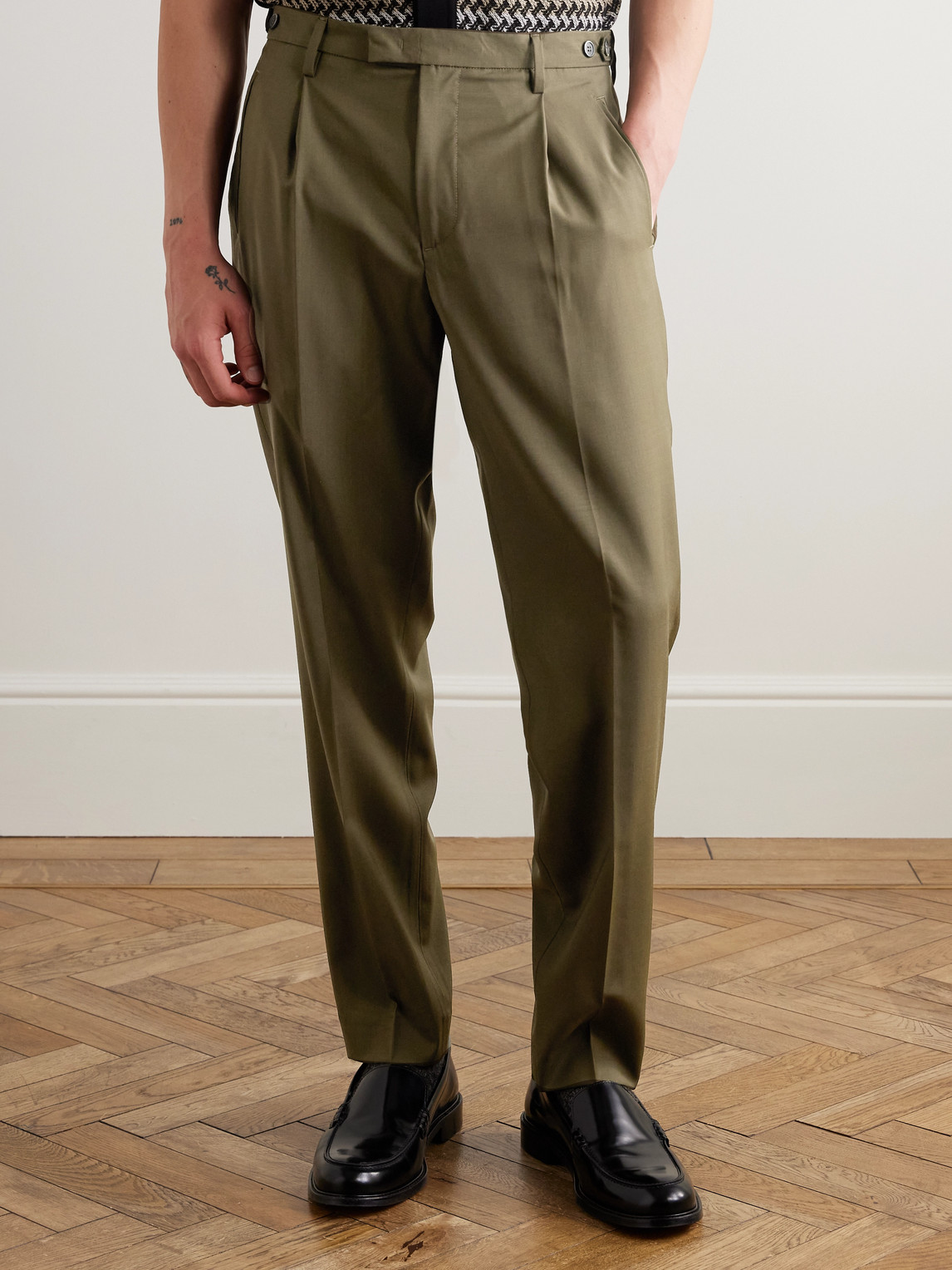 BARENA VENEZIA MASCO SLIM-FIT STRAIGHT-LEG PLEATED VIRGIN WOOL TROUSERS