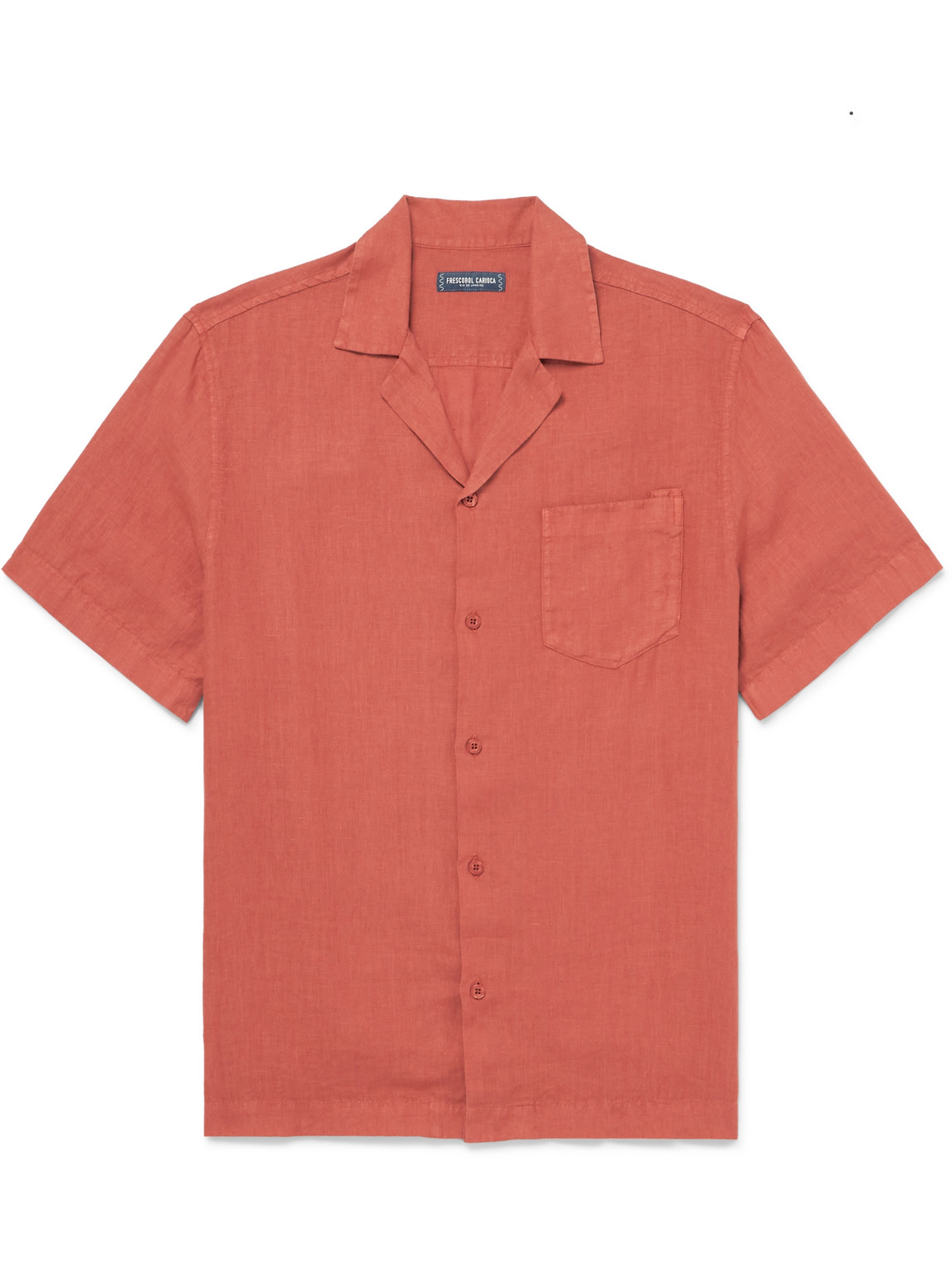Frescobol Carioca Angelo Camp-collar Linen Shirt In Red