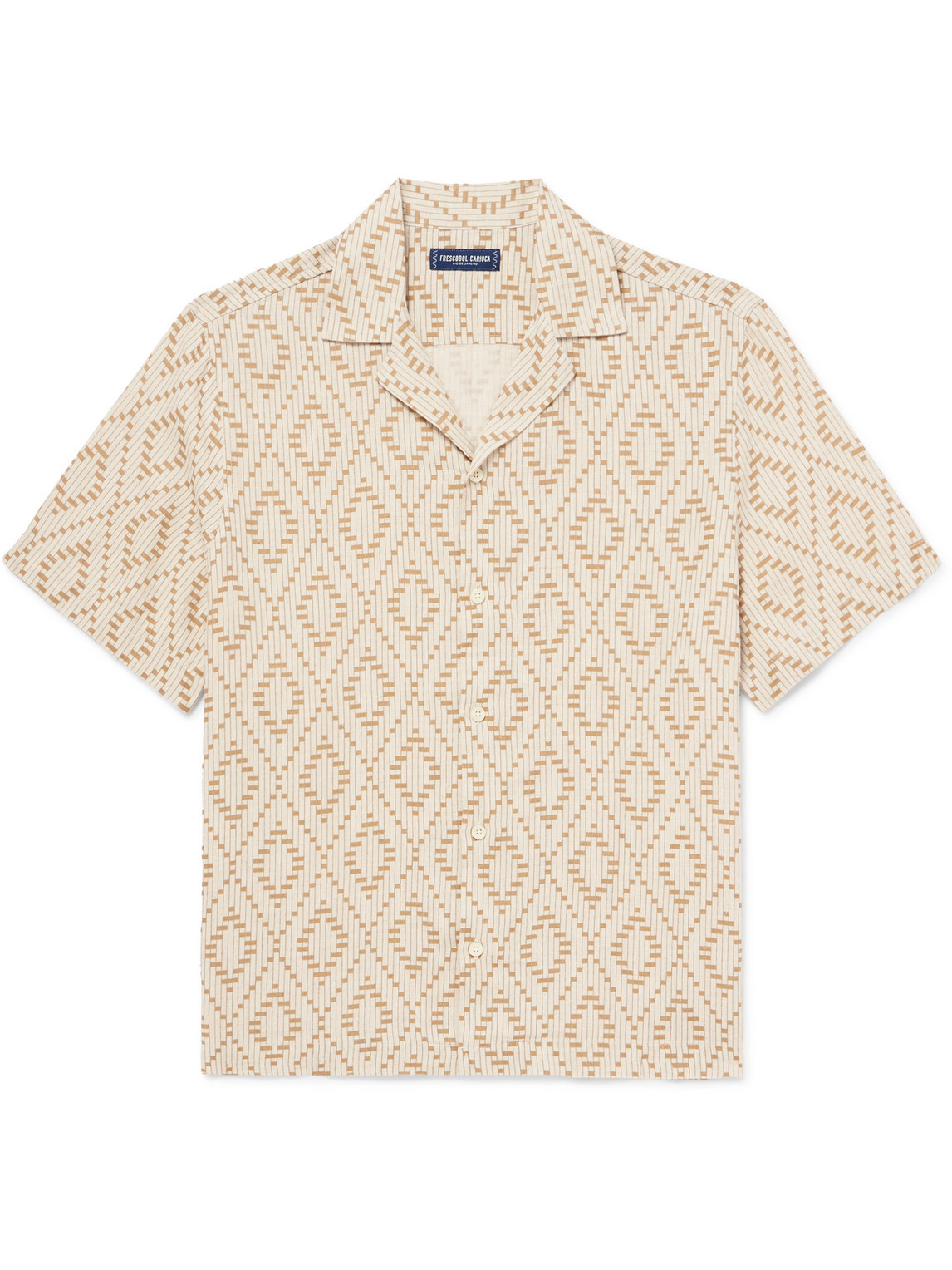 Frescobol Carioca Roberto Camp-collar Printed Linen Shirt In Neutral