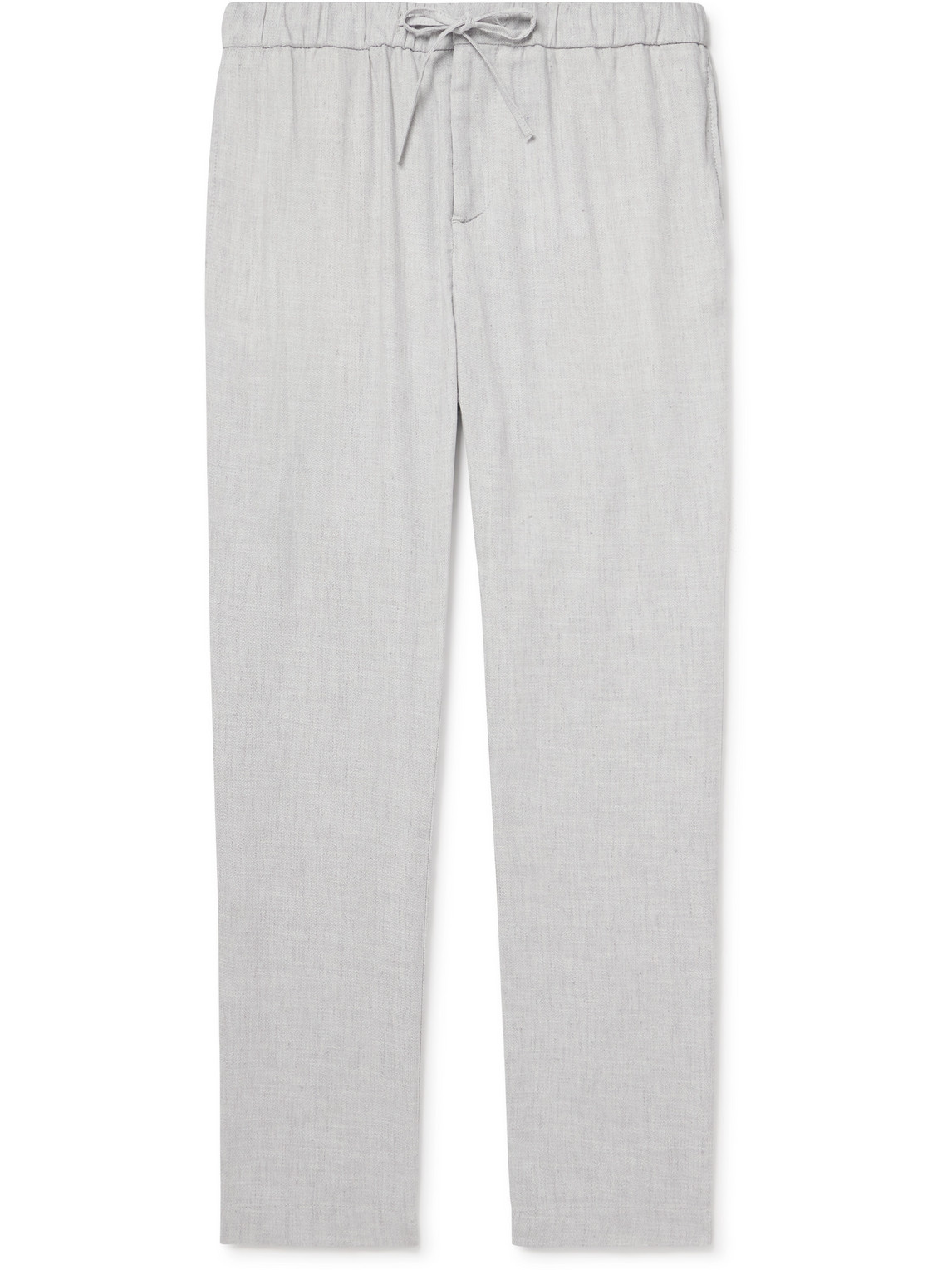 Frescobol Carioca Oscar Straight-leg Linen And Cotton-blend Drawstring Trousers In Gray