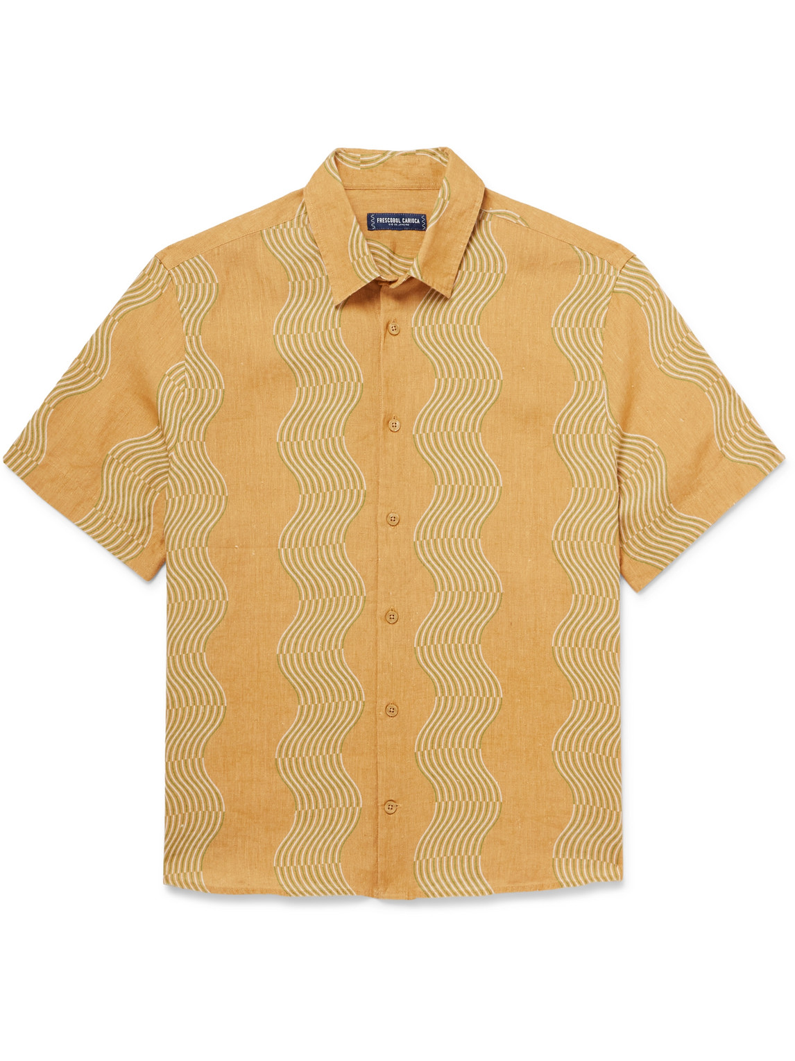 Frescobol Carioca Castro Striped Linen Shirt In Orange