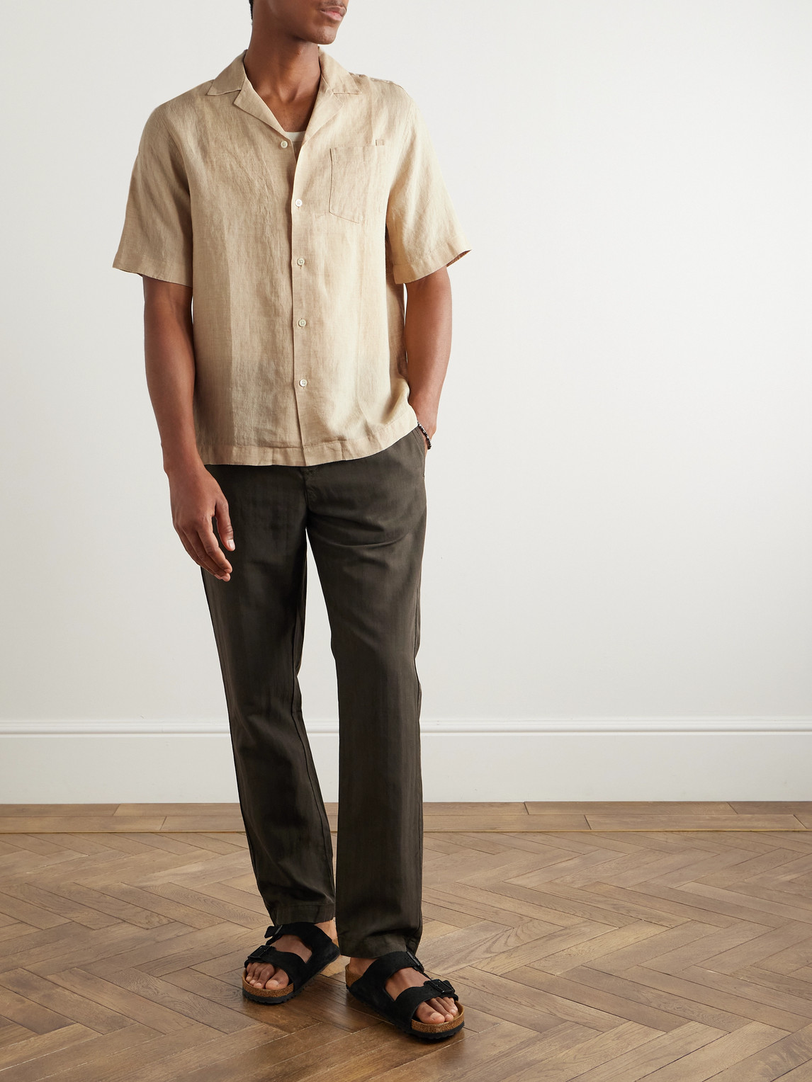 Frescobol Carioca Angelo Camp-collar Linen Shirt In Neutrals