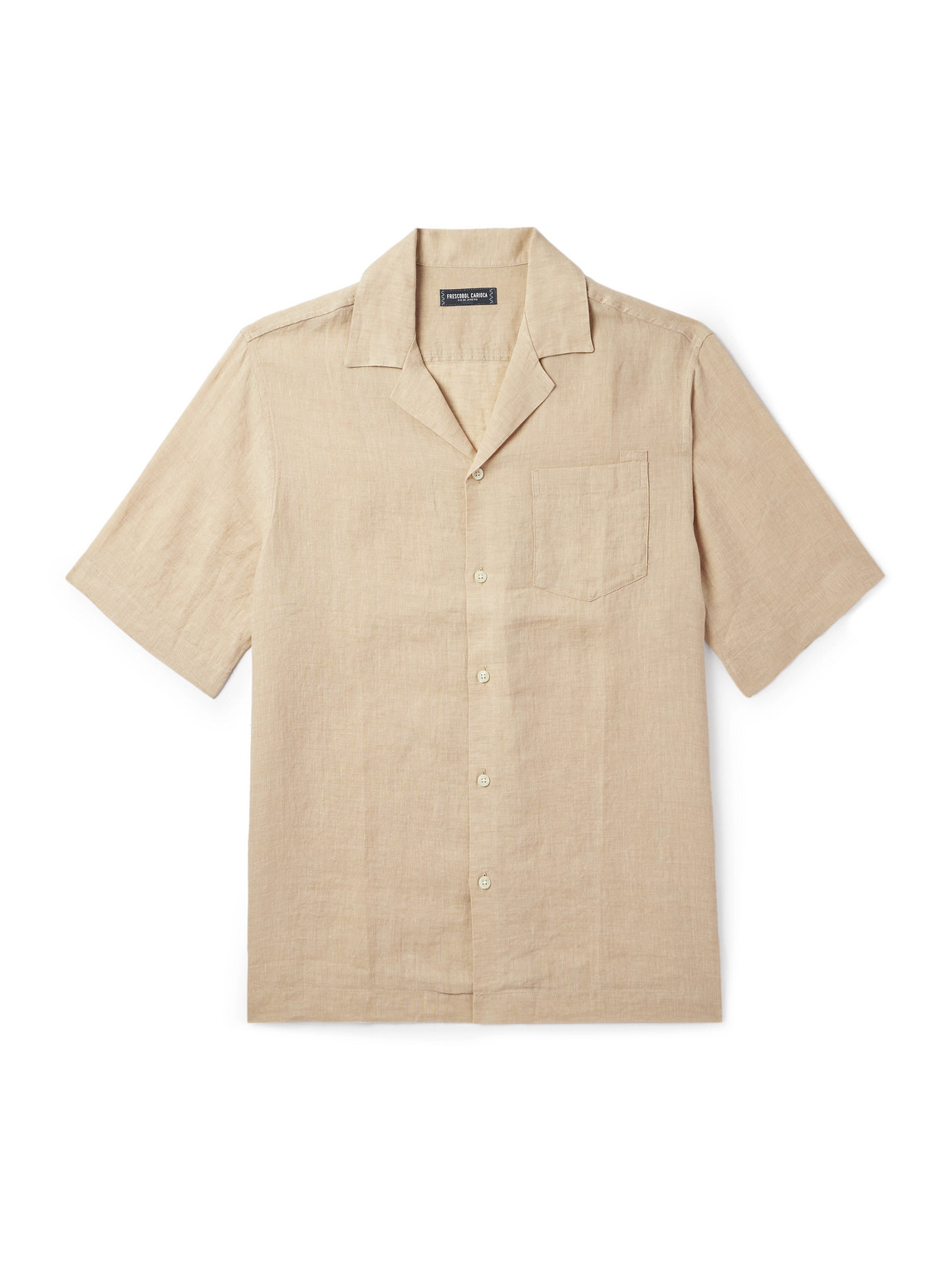 Frescobol Carioca Angelo Camp-collar Linen Shirt In Neutrals