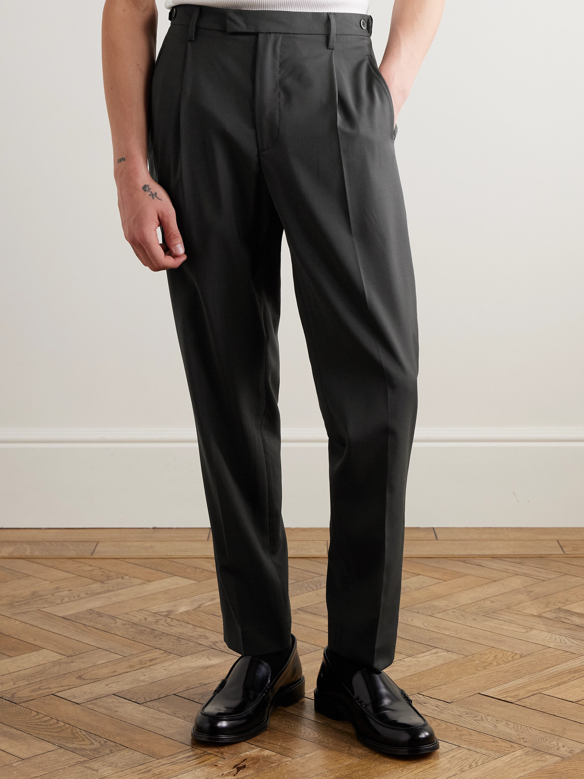 BARENA VENEZIA MASCO STRAIGHT-LEG PLEATED VIRGIN WOOL TROUSERS