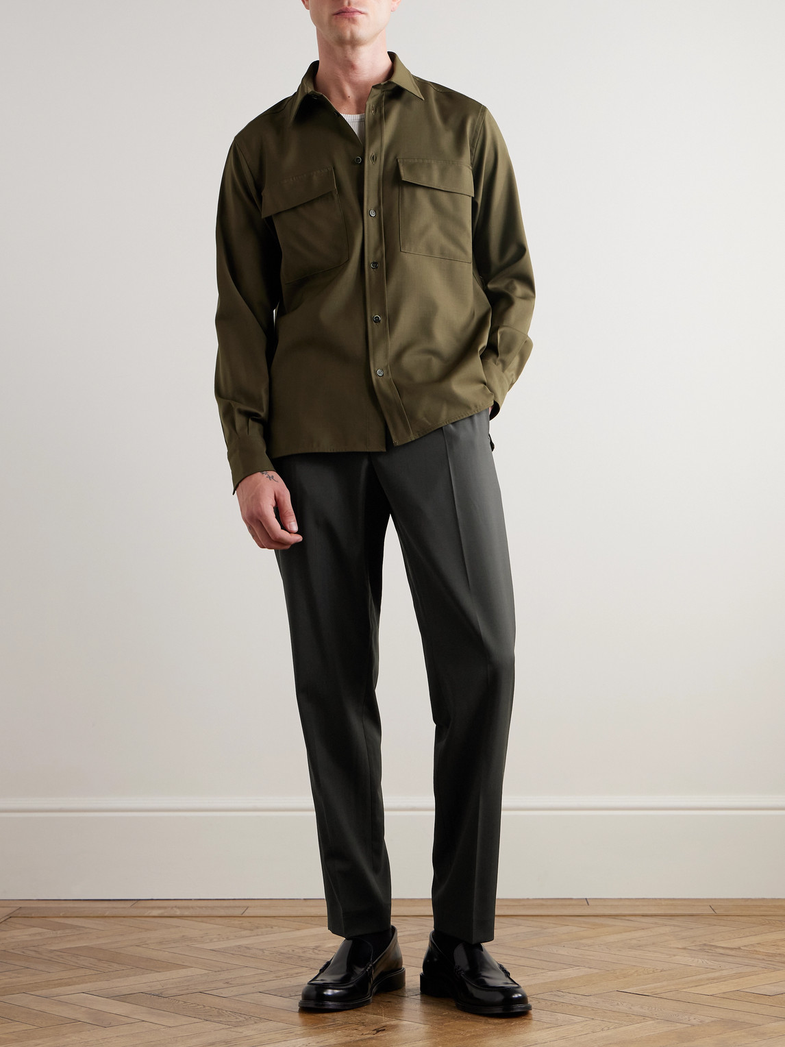 BARENA VENEZIA MASCO STRAIGHT-LEG PLEATED VIRGIN WOOL TROUSERS