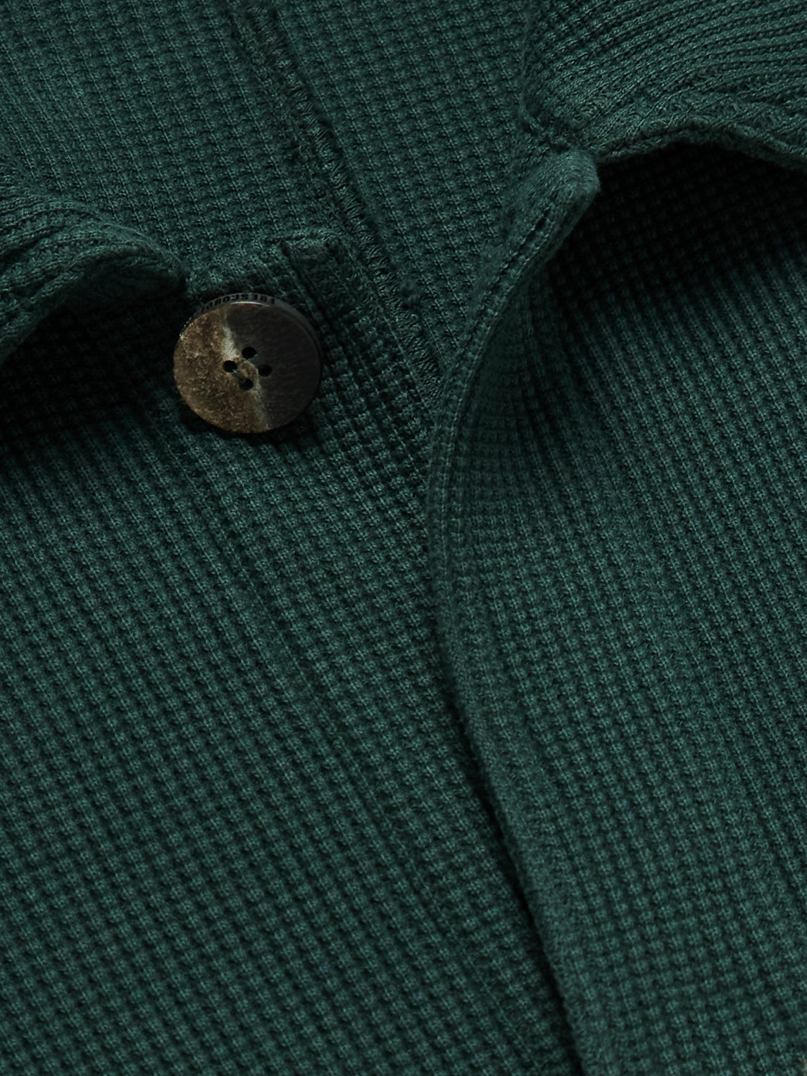 Frescobol Carioca Preto Waffle-knit Cotton Overshirt In Green