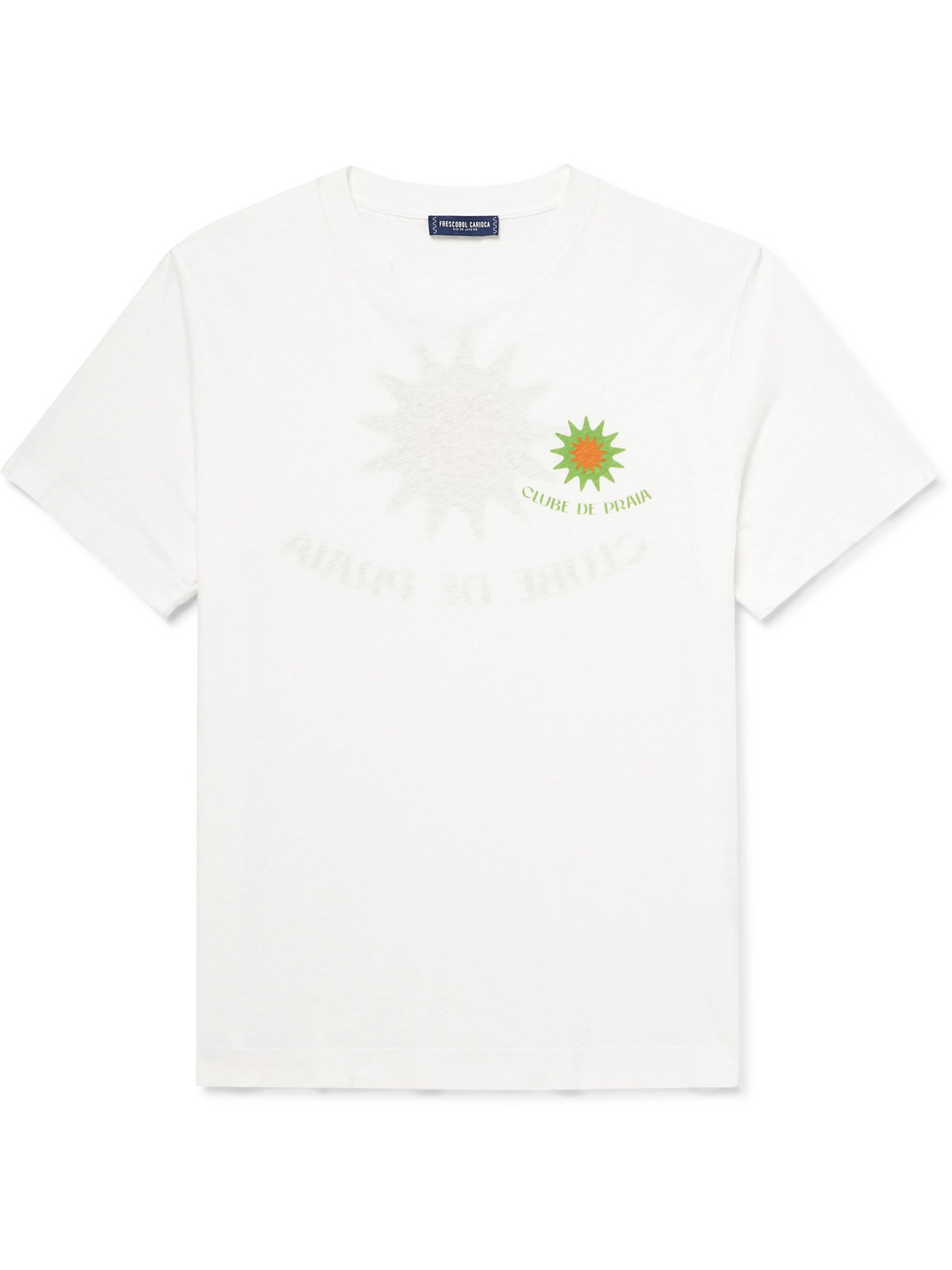 Frescobol Carioca Dinis Clube De Praia Printed Cotton And Linen-blend Jersey T-shirt In White