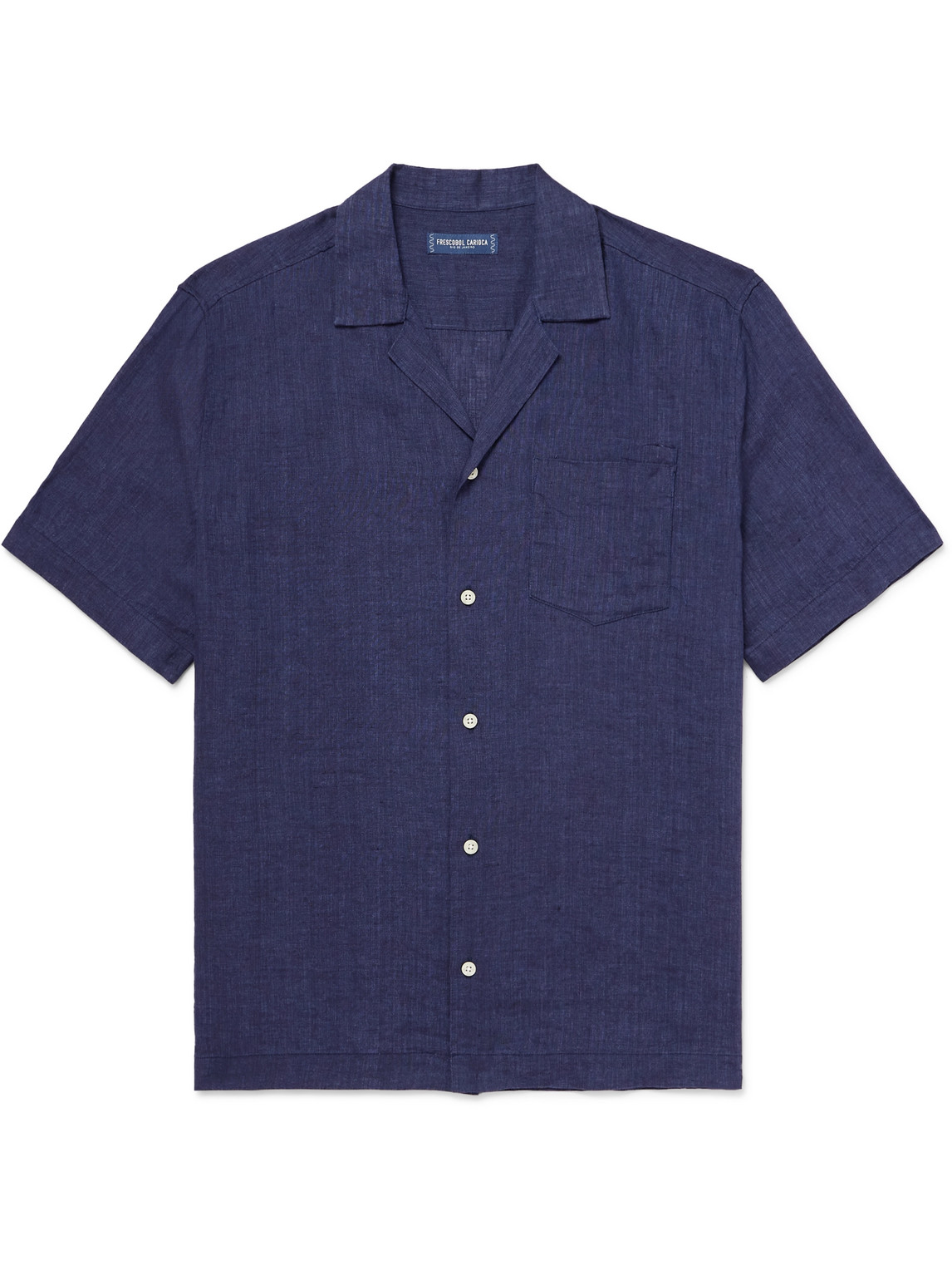 Frescobol Carioca Angelo Camp-collar Linen Shirt In Blue