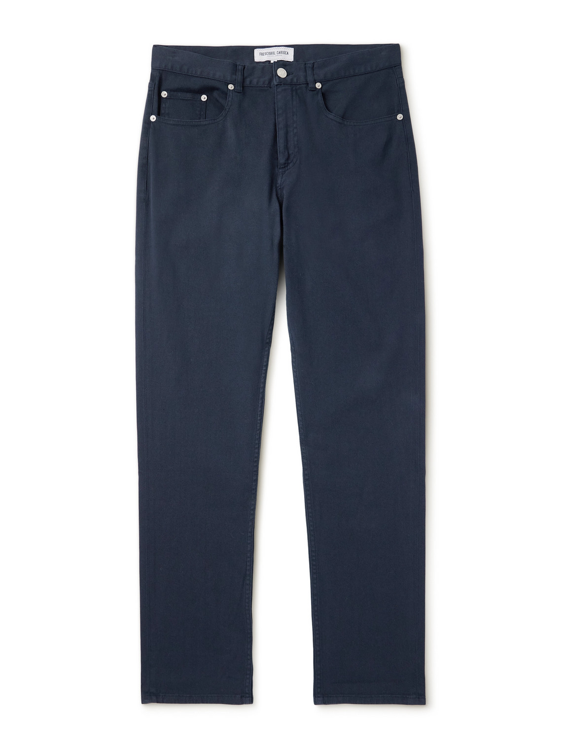 Frescobol Carioca Columbo Straight-leg Cotton-blend Twill Trousers In Blue