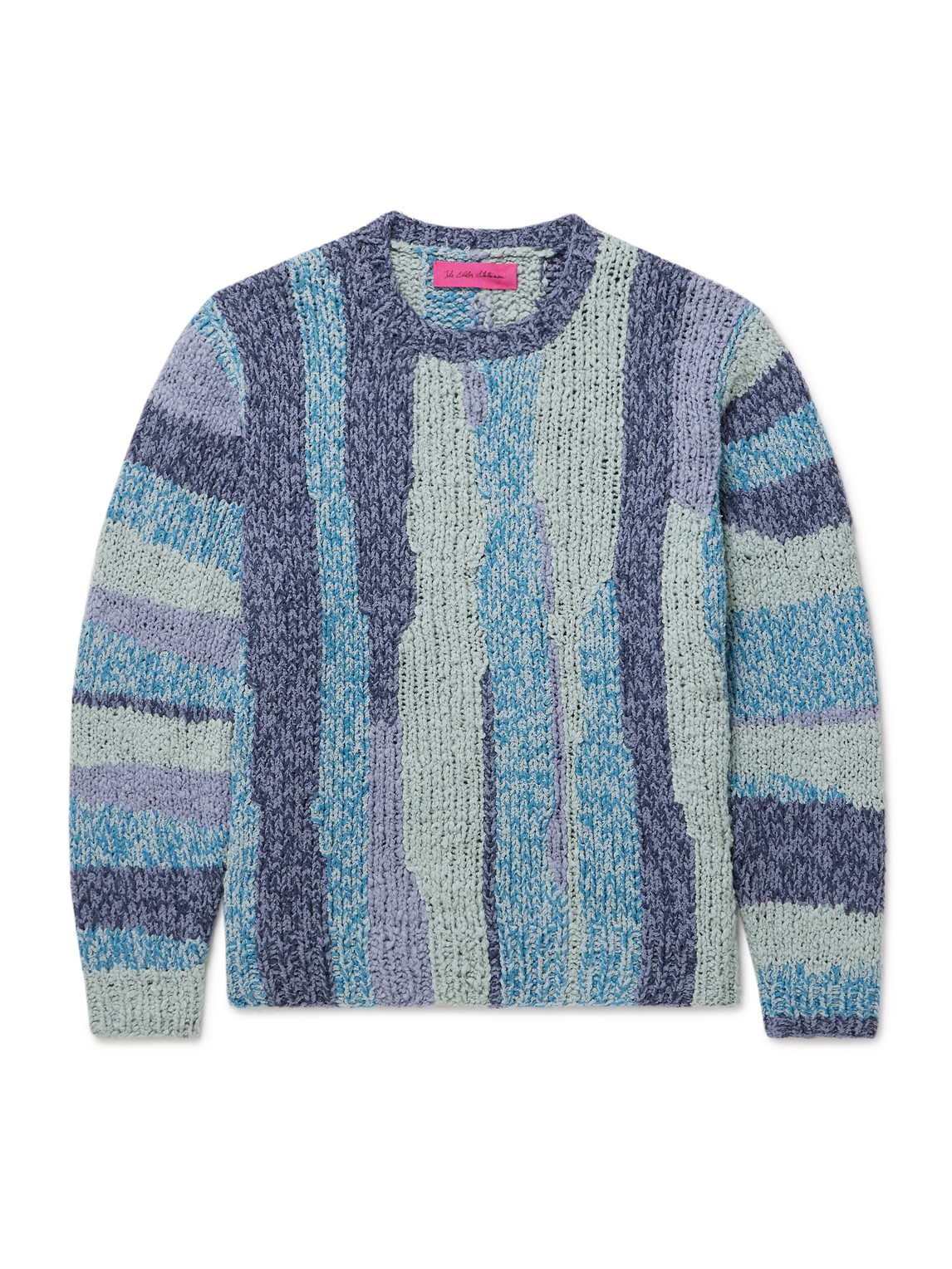 Striped Crocheted Organic Cotton Sweater