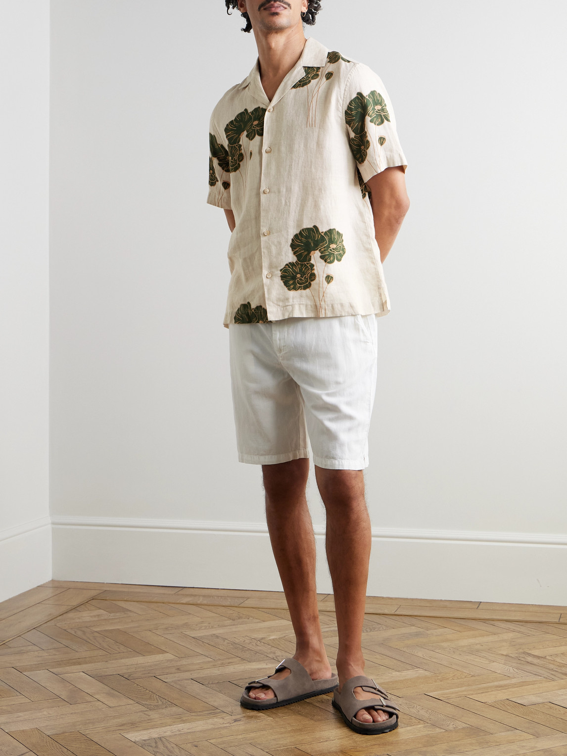 Frescobol Carioca Roberto Camp-collar Floral-print Linen Shirt In Multi