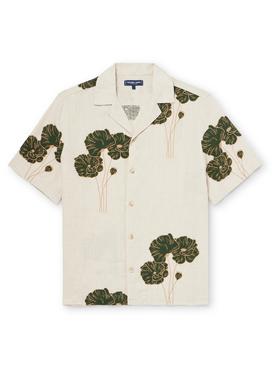 Frescobol Carioca Roberto Camp-collar Floral-print Linen Shirt