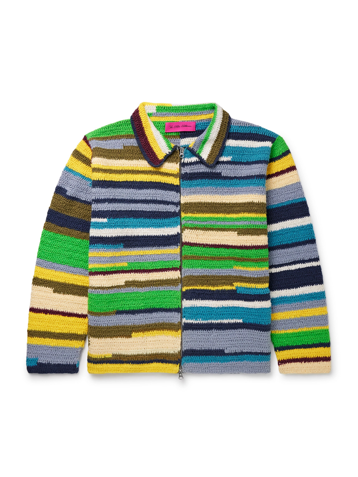 Striped Crocheted Organic Cotton Jacket