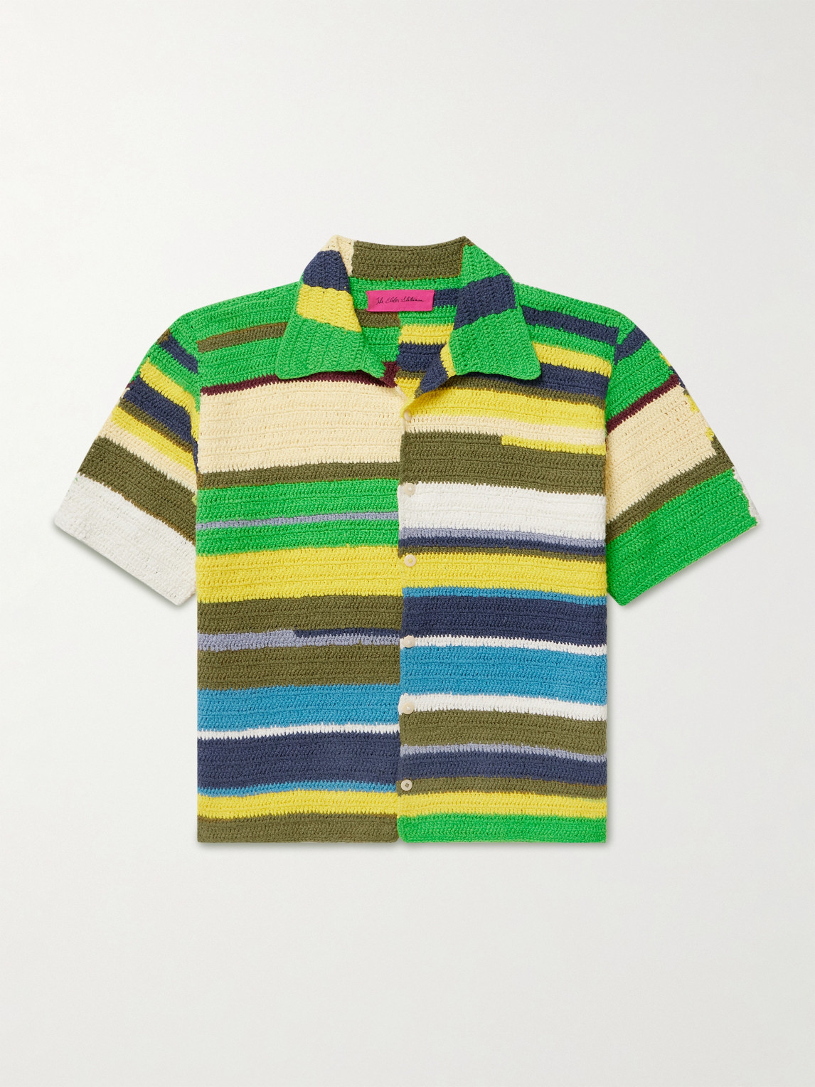 Striped Crocheted Organic Cotton Shirt