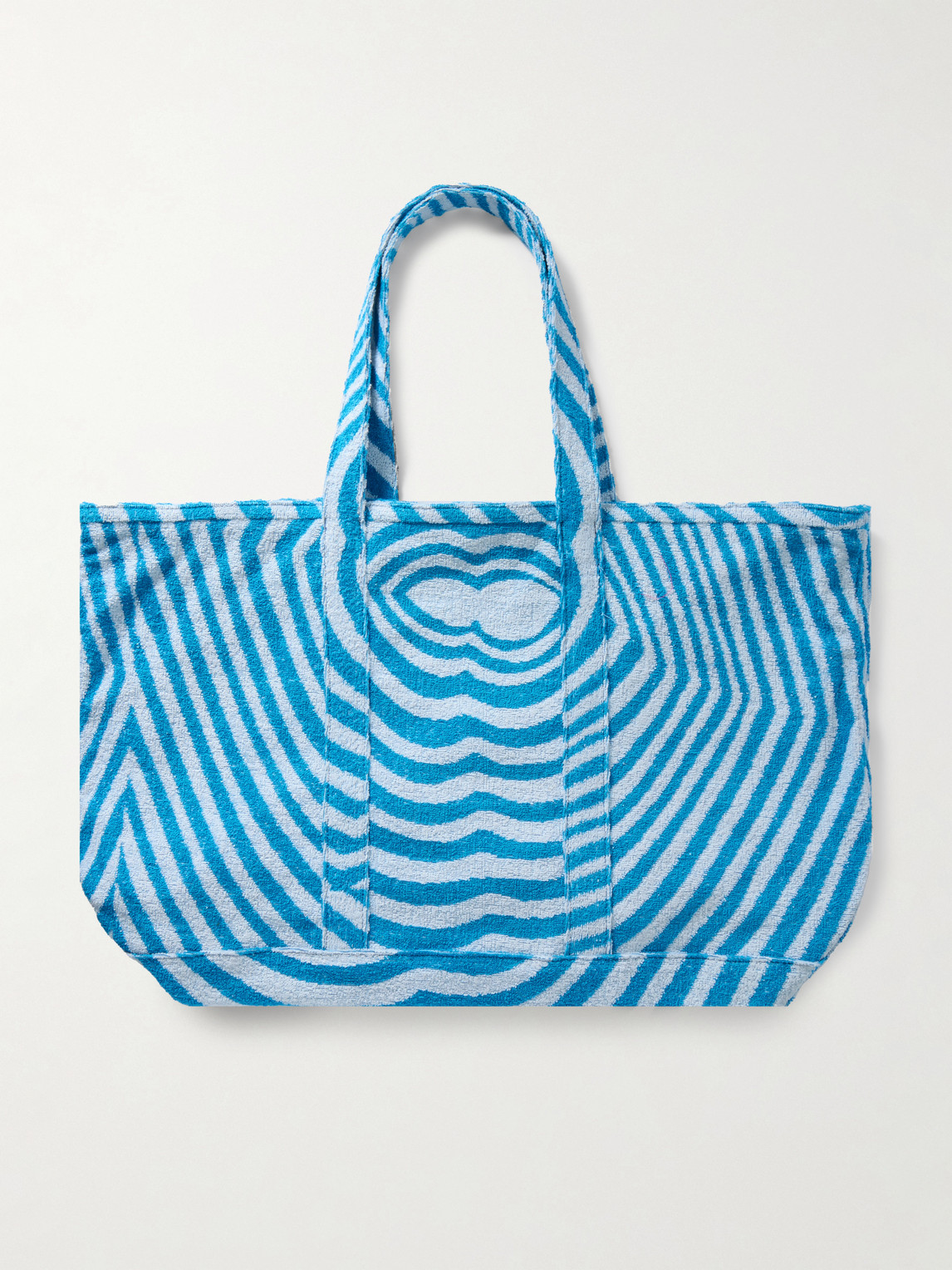 The Elder Statesman Embroidered Striped Organic Cotton-terry Tote Bag