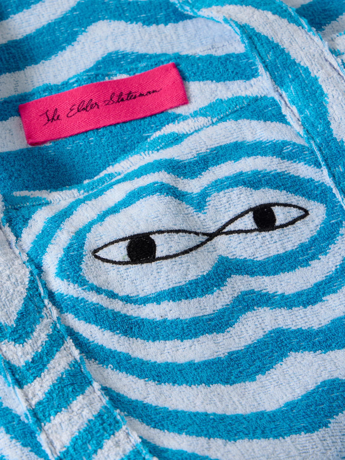 The Elder Statesman Embroidered Striped Organic Cotton-terry Tote Bag