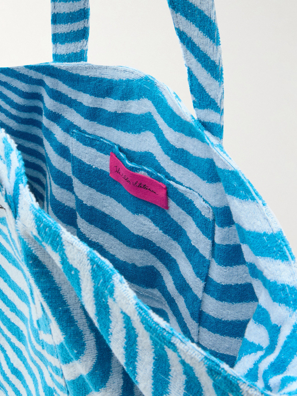 The Elder Statesman Embroidered Striped Organic Cotton-terry Tote Bag